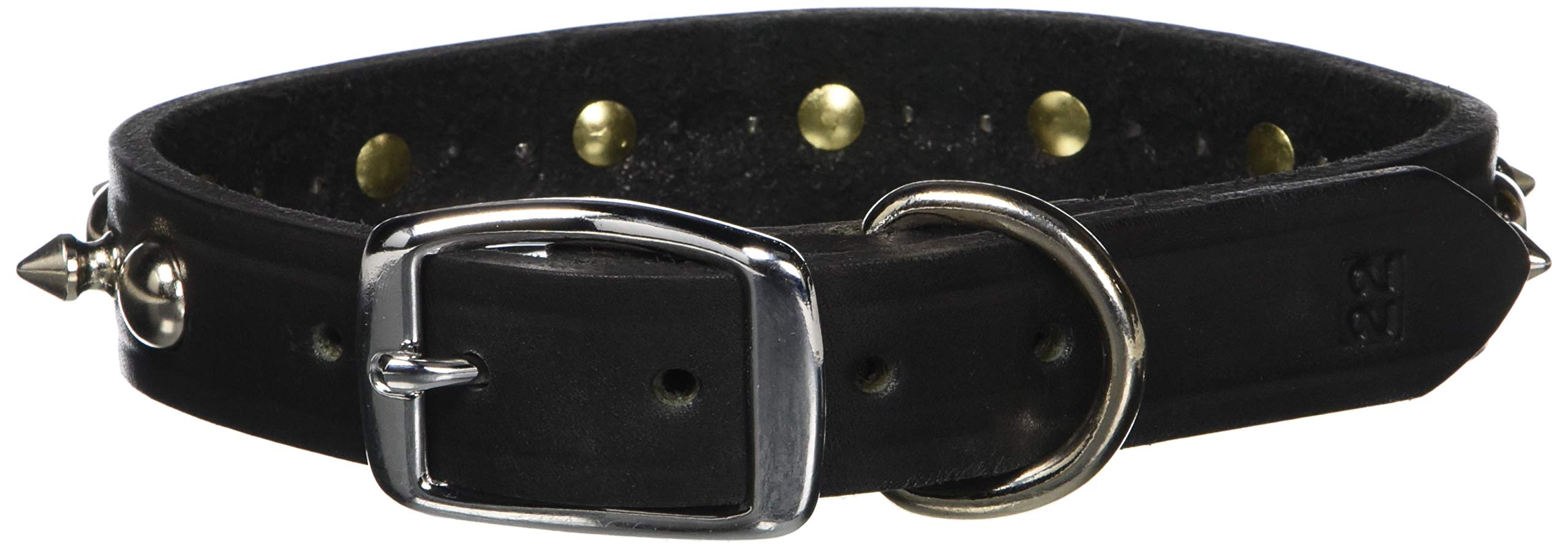 Omnipet Leather Brothers 100Lks-Bk22 1 X 22-Inch Regular Spiked And Studded Latigo Leather Dog Collar, X-Large, Black