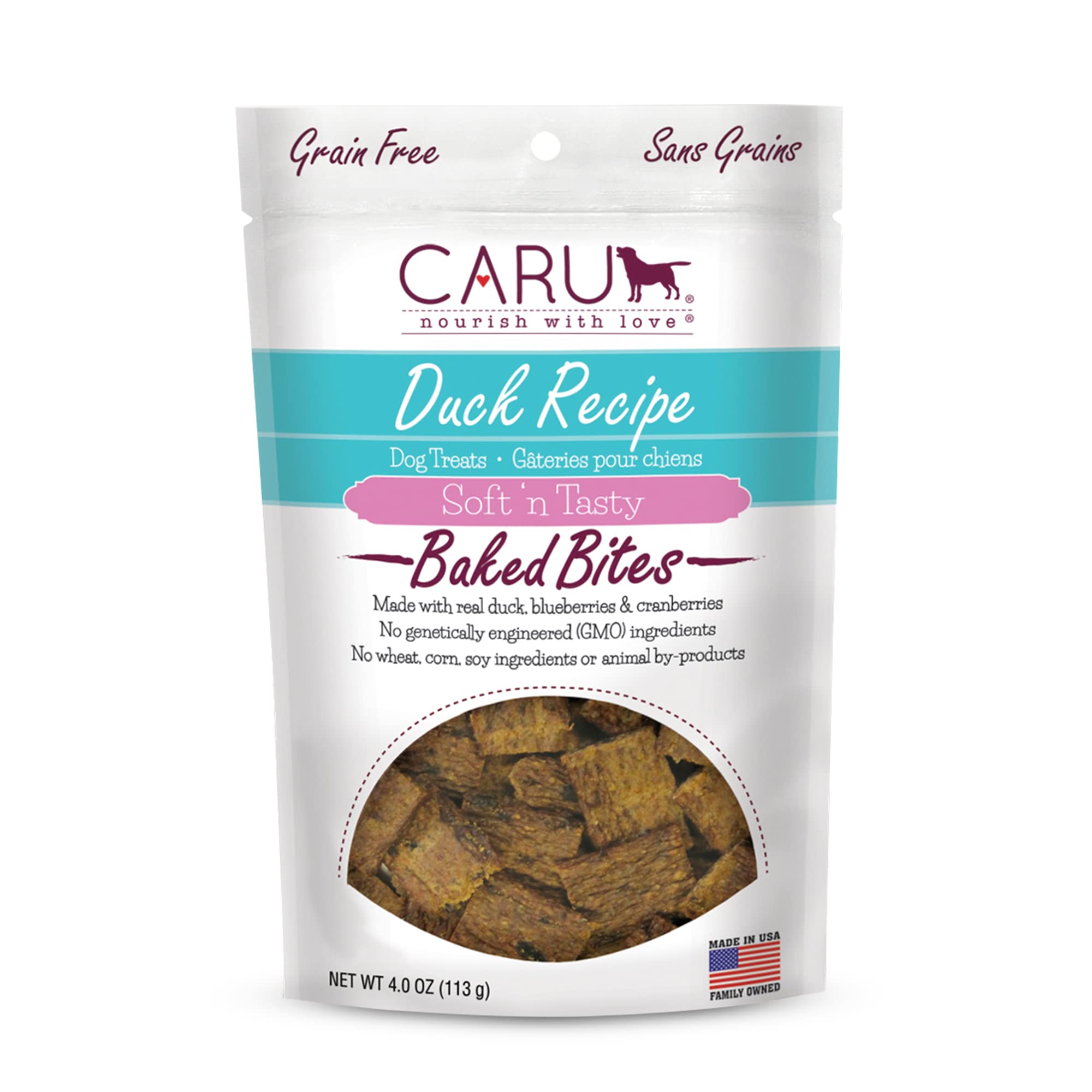 CARU - Soft n Tasty Baked Bites - Duck Bites Dog Treats - Flavorful Training Treats - 4 oz