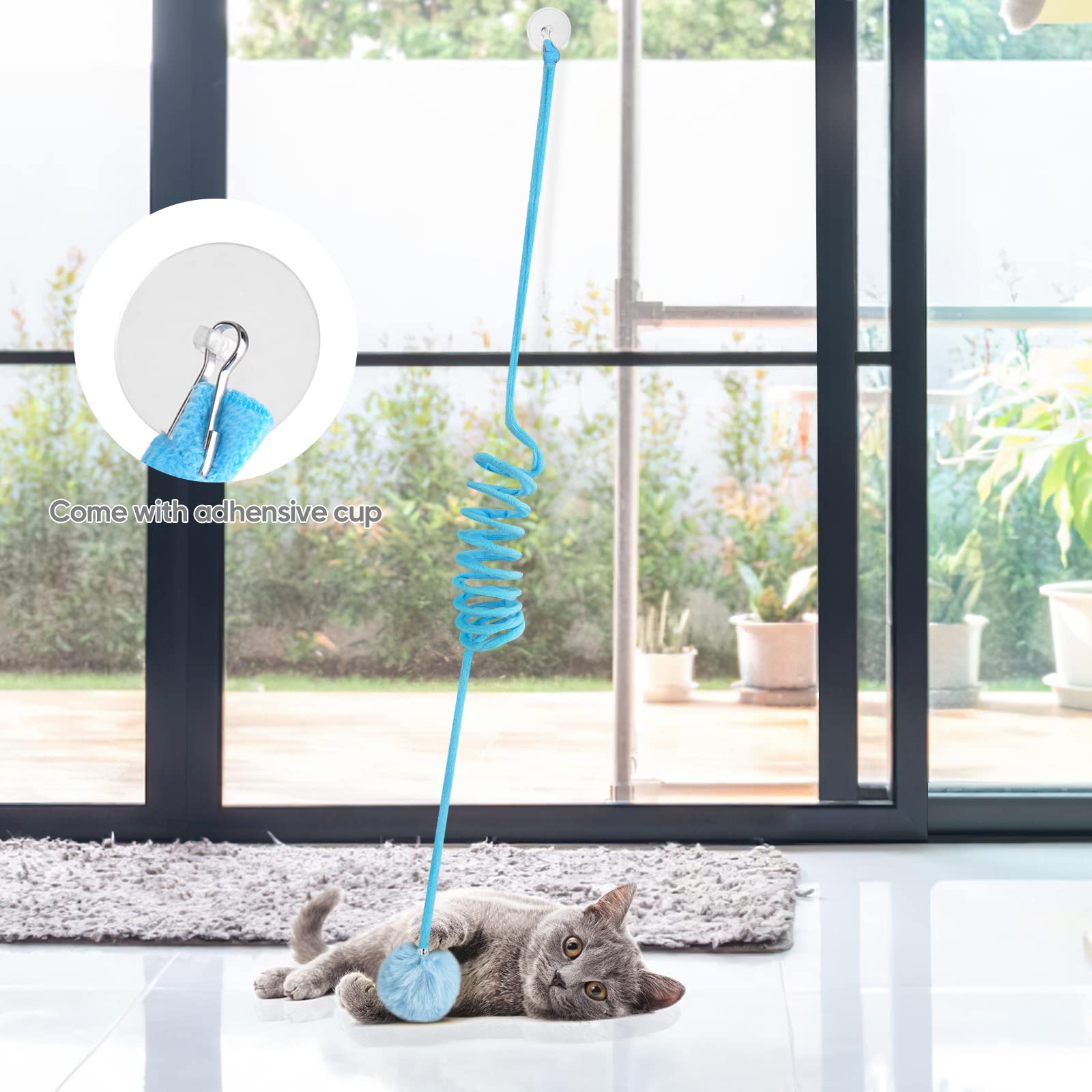WONOWPA Cat Spring Toys - 3 Pack Soft Plush Interactive Toys with Bell for Indoor Cats and Kittens, Cotton Material