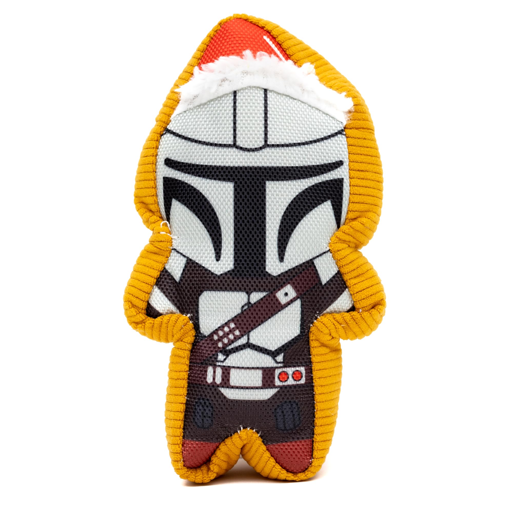Star Wars Squeaky Plush Dog Toy for Large, Medium & Small Dogs, Holiday Mandalorian Santa Cookie Replica
