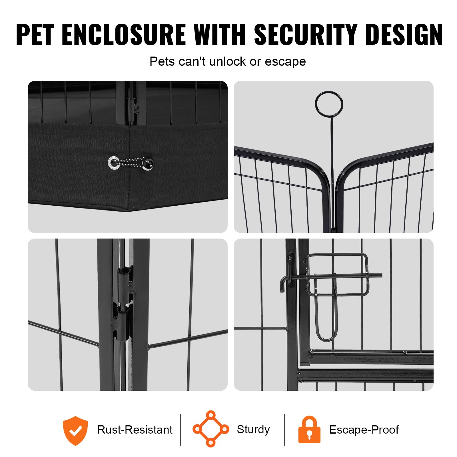 Vevor Dog Playpen, 8 Pcs 24 X 24 In Panels Foldable Metal Pet Exercise Pen, Dog Fence Indoor And Outdoor Pen With Door, Storage