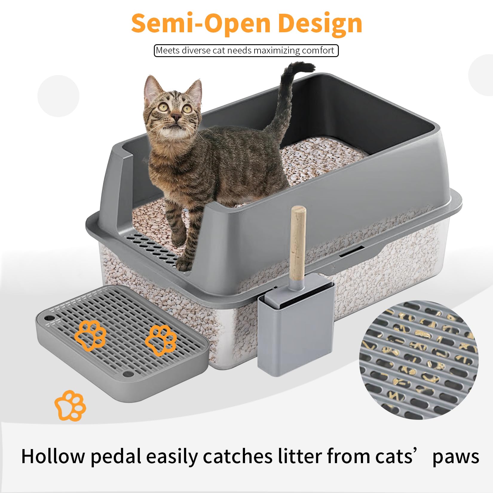 Stainless Steel Cat Litter Box: Extra Large Covered Metal Litter Box Non-Sticky And Anti-Urine Leakage - High Sided Enclosed Kit