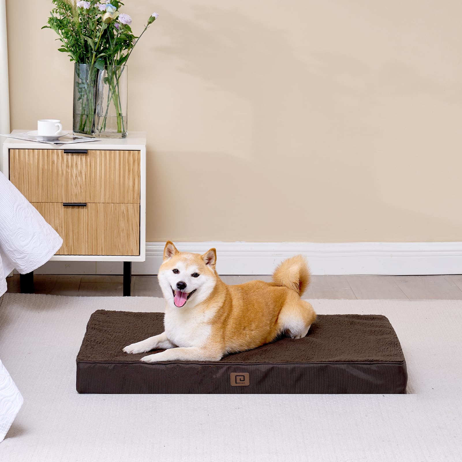 Eheyciga Orthopedic Foam Dog Bed For Large Dogs, 35'L X 23'W X 3.5'Th, Brown