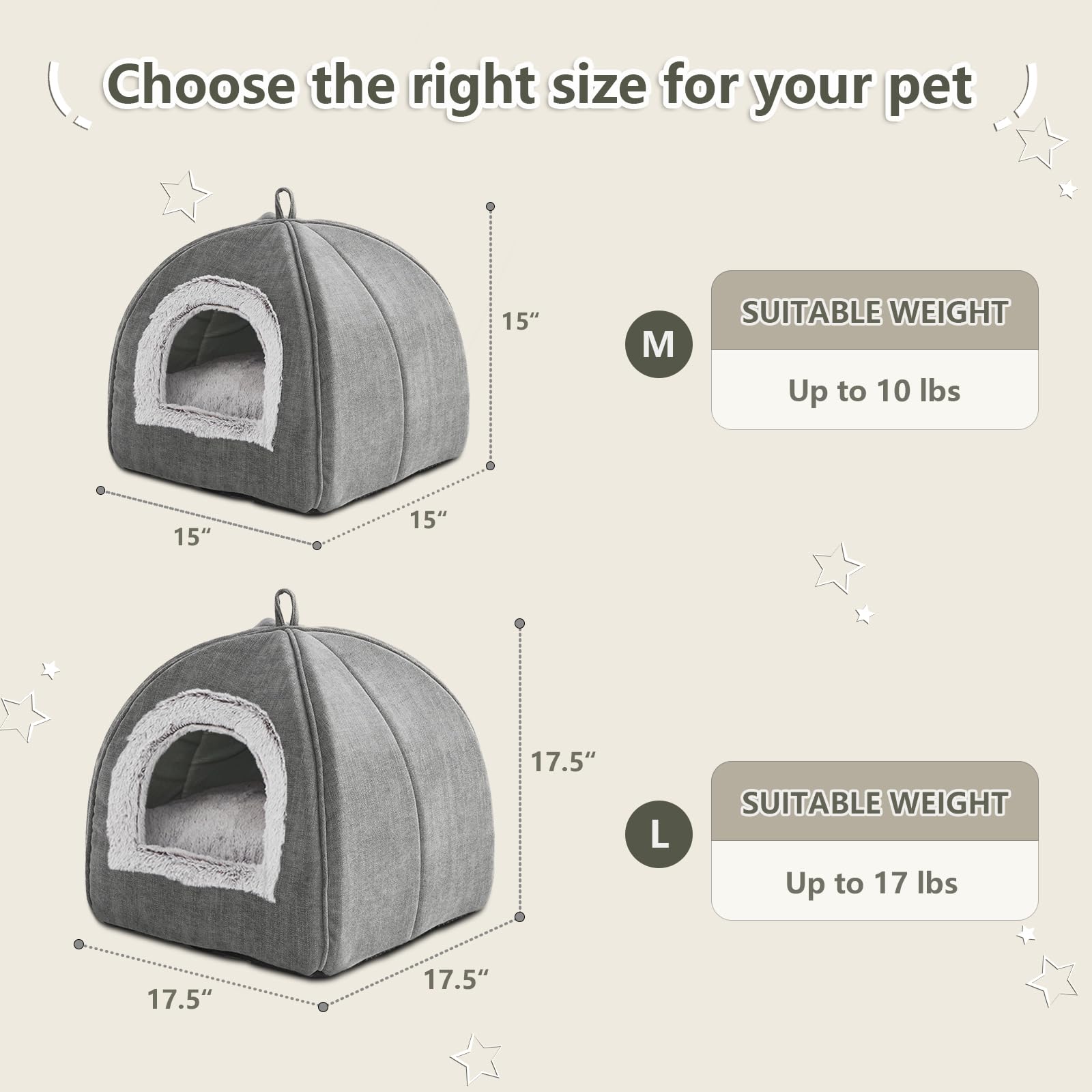 Cat Bed Cave-Cat Beds for Indoor Cats,Kittens and Small Pets,Soft and Warm Cat Tent Bed,Cat House,Foldable and Washable with Rem