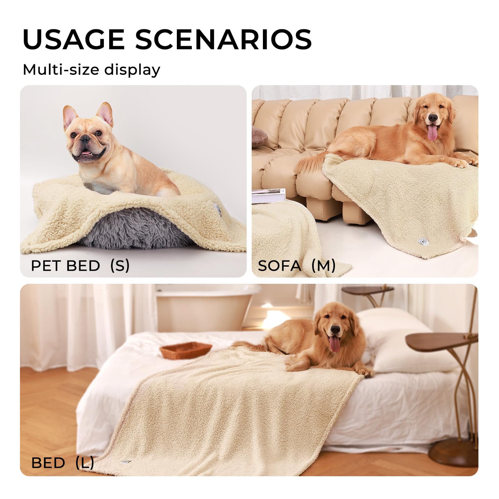 Luciphia Premium Fleece Dog Puppy Blanket Soft Pet Sherpa Calming Cat Blanket Throw For Small Medium Dog Cat(Beige,57X40 Inches)