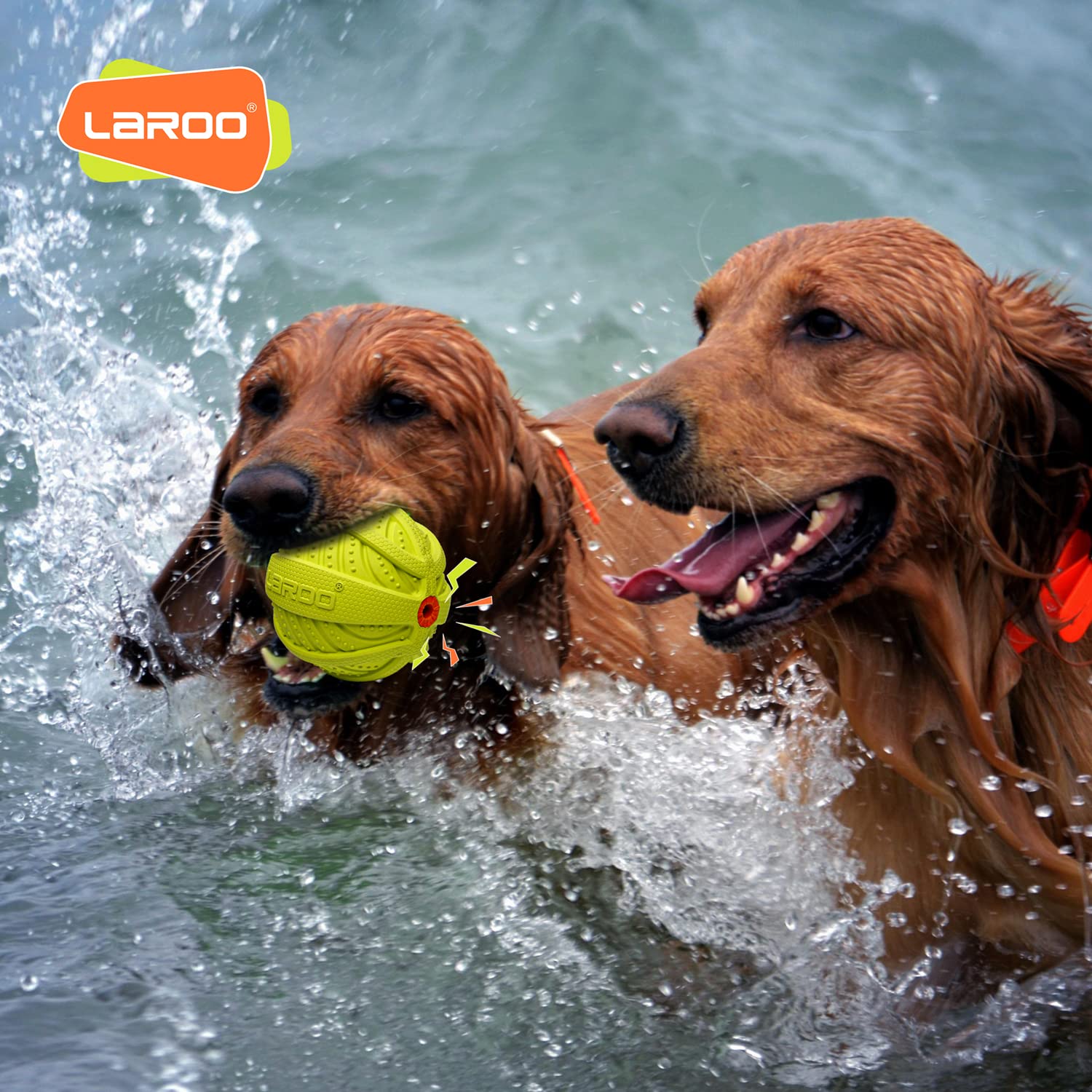 Laroo Squeaky Dog Ball Toy,Durable Natural Rubber Squeaker Ball Throwing Training,Teeth Cleaning Chew Toy For Pet Medium And Large Dogs (9Cm Green)
