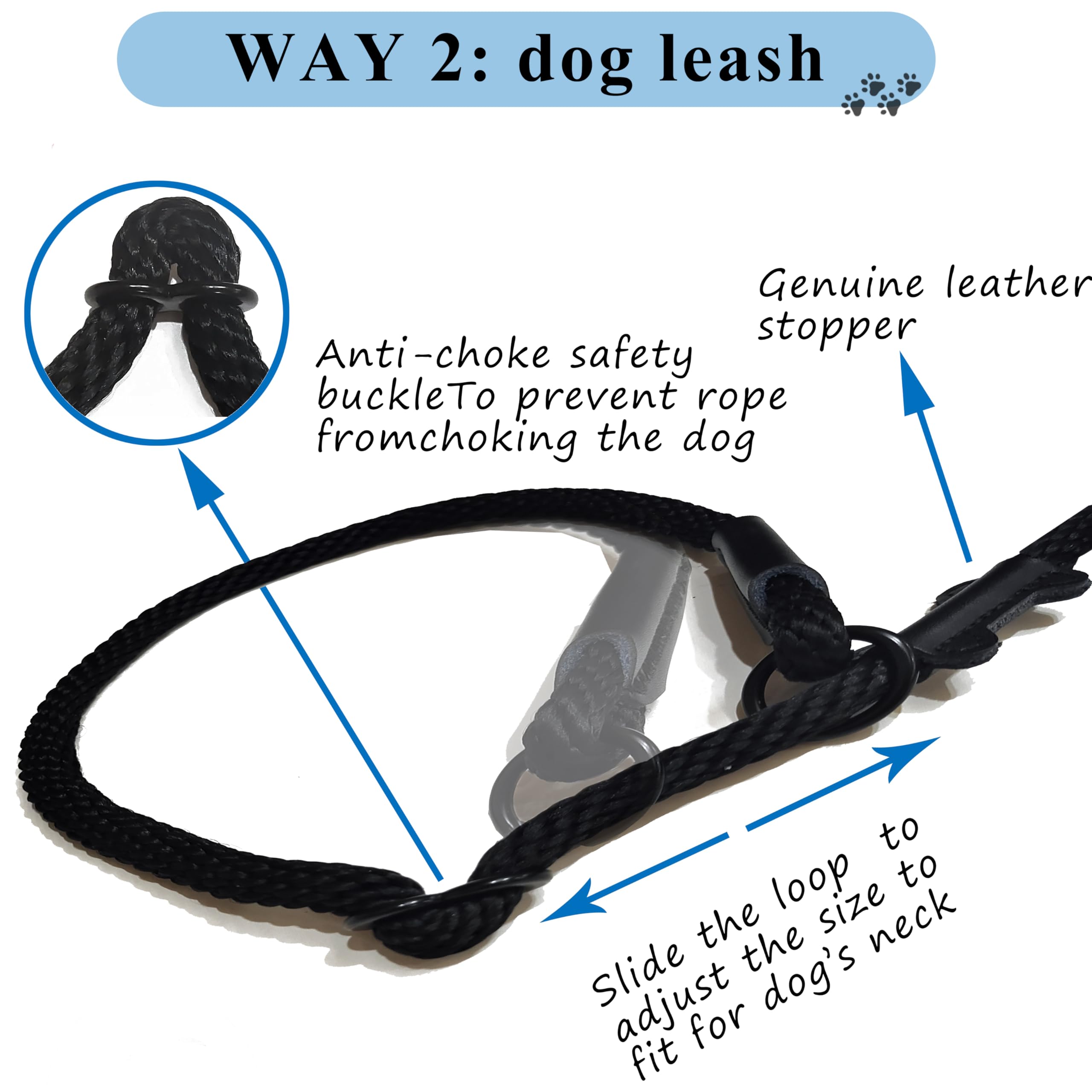 Multifunctional Figure 8 Padded Head Halter Walking Training Leather Stopper Slip Lead Dog Rope Leash Muzzle (Black)