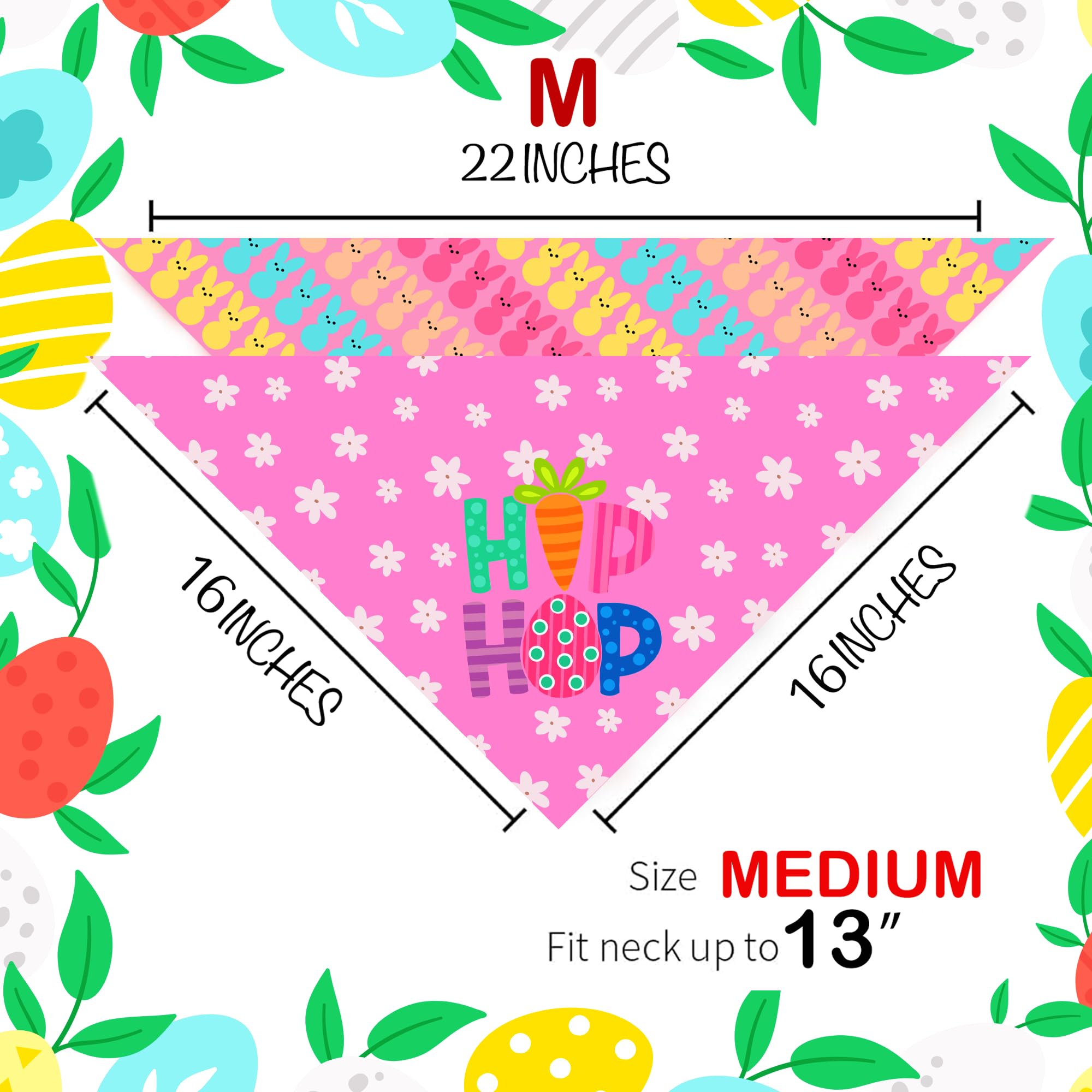 Easter Dog Bandanas 2 Pack, Hip Hop Egg Hunt Dasiy Paws Dog Scarfs For Boy And Girl, Pet Scarves For Easter Day Holiday Neckerch
