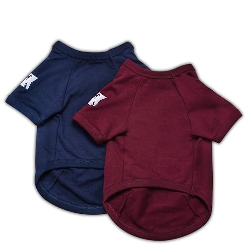 Koneseve Dog Shirts Blank T-Shirt Soft For Small Medium Large Dogs Boy Girl Puppy Clothes Breathable Cotton Cat Basic Shirt Kitten Apparel Adorable Cozy Casual Fashion Costume 2-Pack Blue & Red M