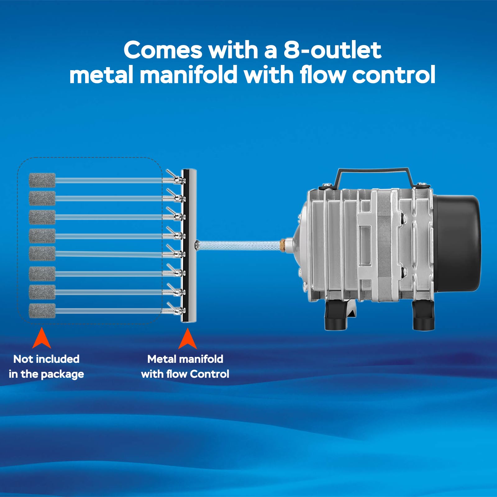 AquaMiracle Commercial Aquarium Air Pump 1750GPH 120W - Silver Aluminum ACO006 for Fish Tank Hydroponic Pond Aeration