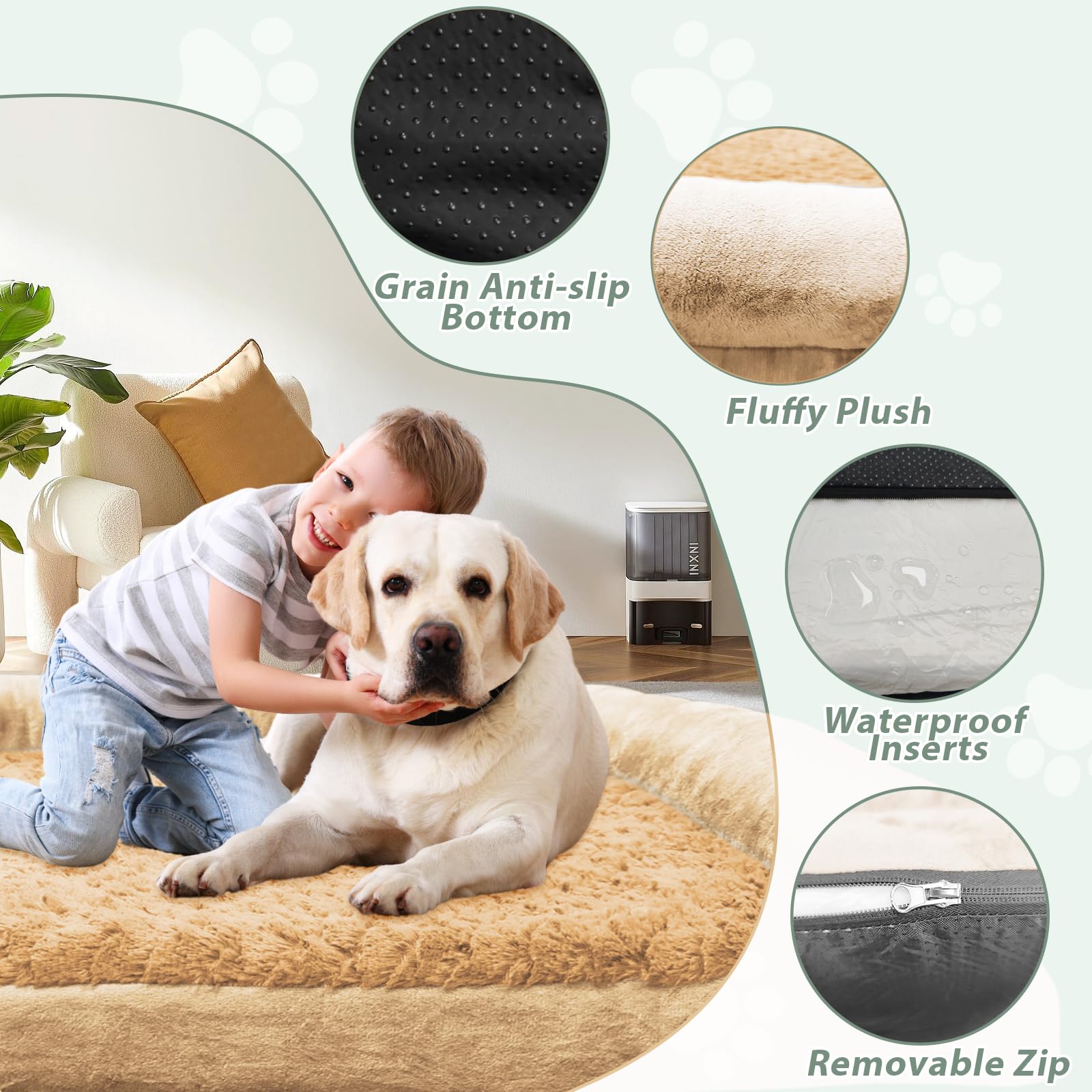 Modcart Orthopedic Dog Bed For Large Dog,Memory Foam Xl Extra Large Cat Bed With Stickable Design Waterproof Pet Couch Bed With