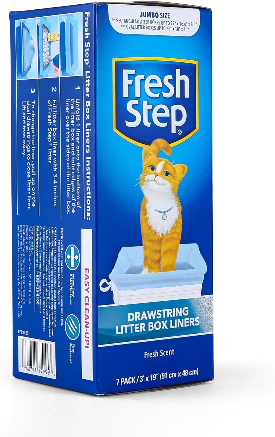 Fresh Step Drawstring Large Litter Box Liners | Heavy Duty Liners For Cat Litter Box | Scented & Unscented Available | Quick & Easy Cleanup, Scented, Jumbo - 4 Pack