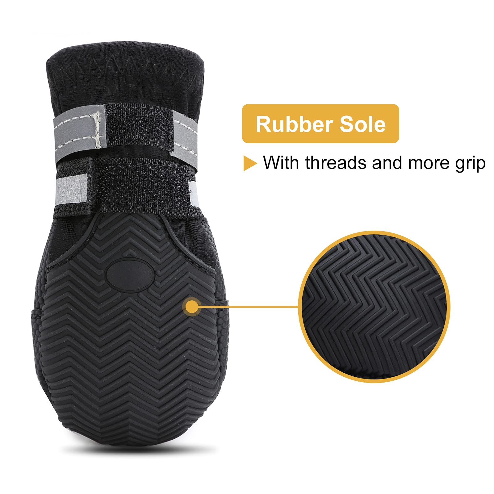 Dimicoo Winter Snow Dog Boots, XL Neoprene, Nonslip Rubber Sole, Black with Warm Lining, Model UD23BlackXL