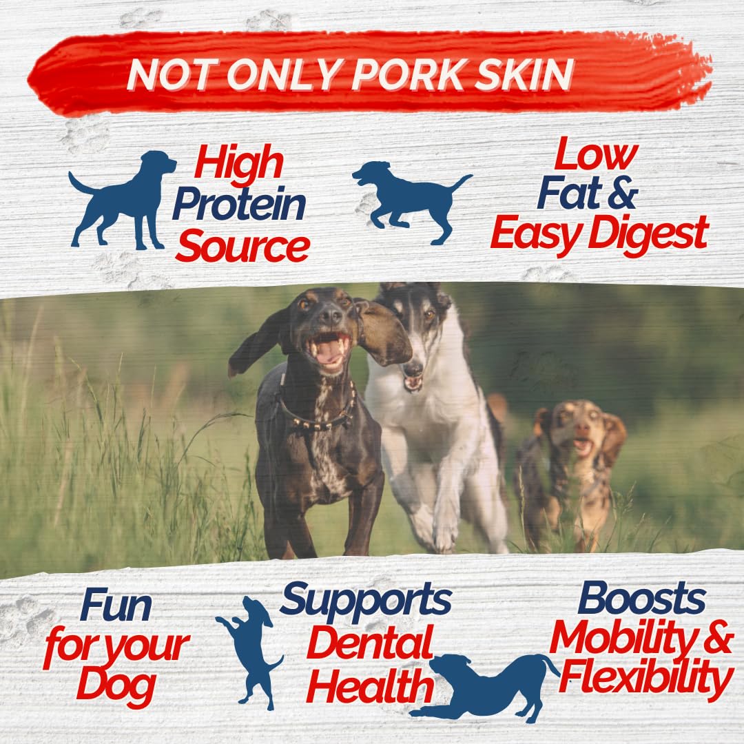 Fresh Farms 8 Pack 6-7    Pork Skin Knotted Bones Value Pack - Dog Chews for Medium and Large Dogs - Long Lasting, Highly Digest
