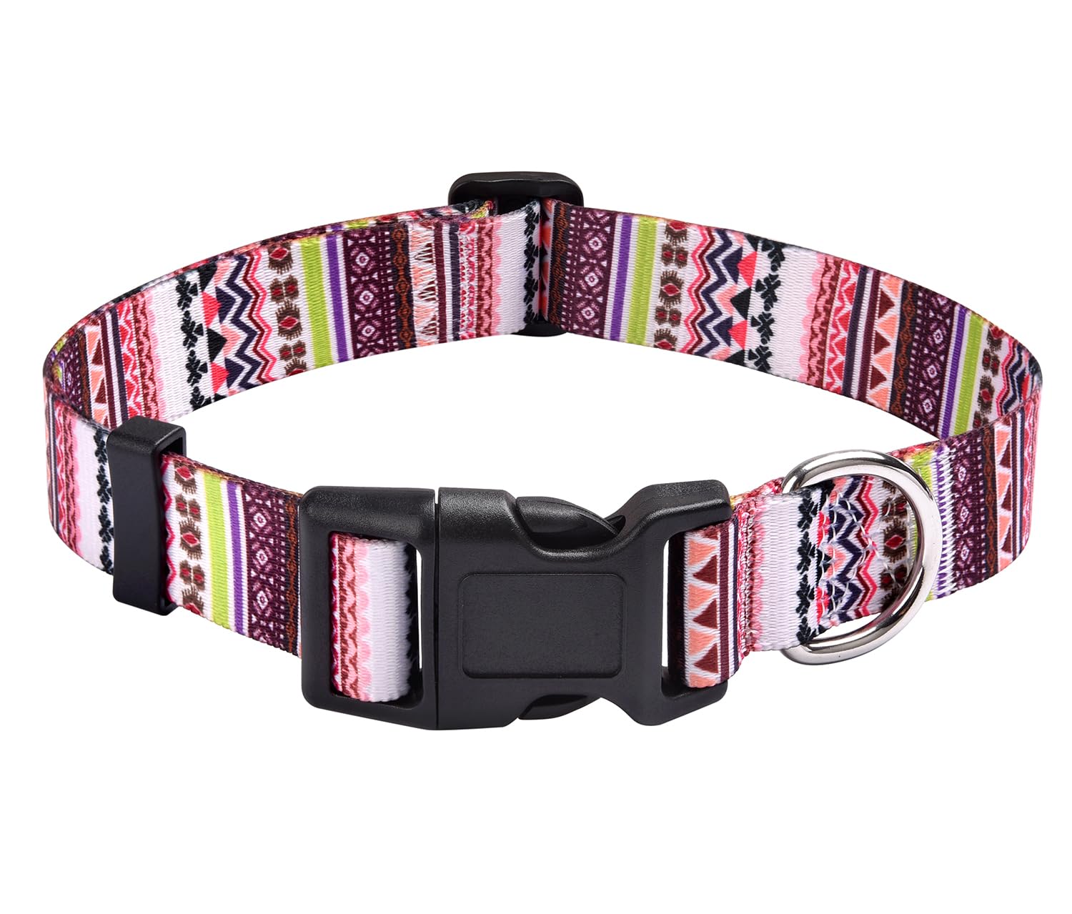 Mihqy Dog Collar With Bohemia Floral Tribal Geometric Patterns - Soft Ethnic Style Collar Adjustable For Small Medium Large Dogs(Pink Bohemia,Xs)
