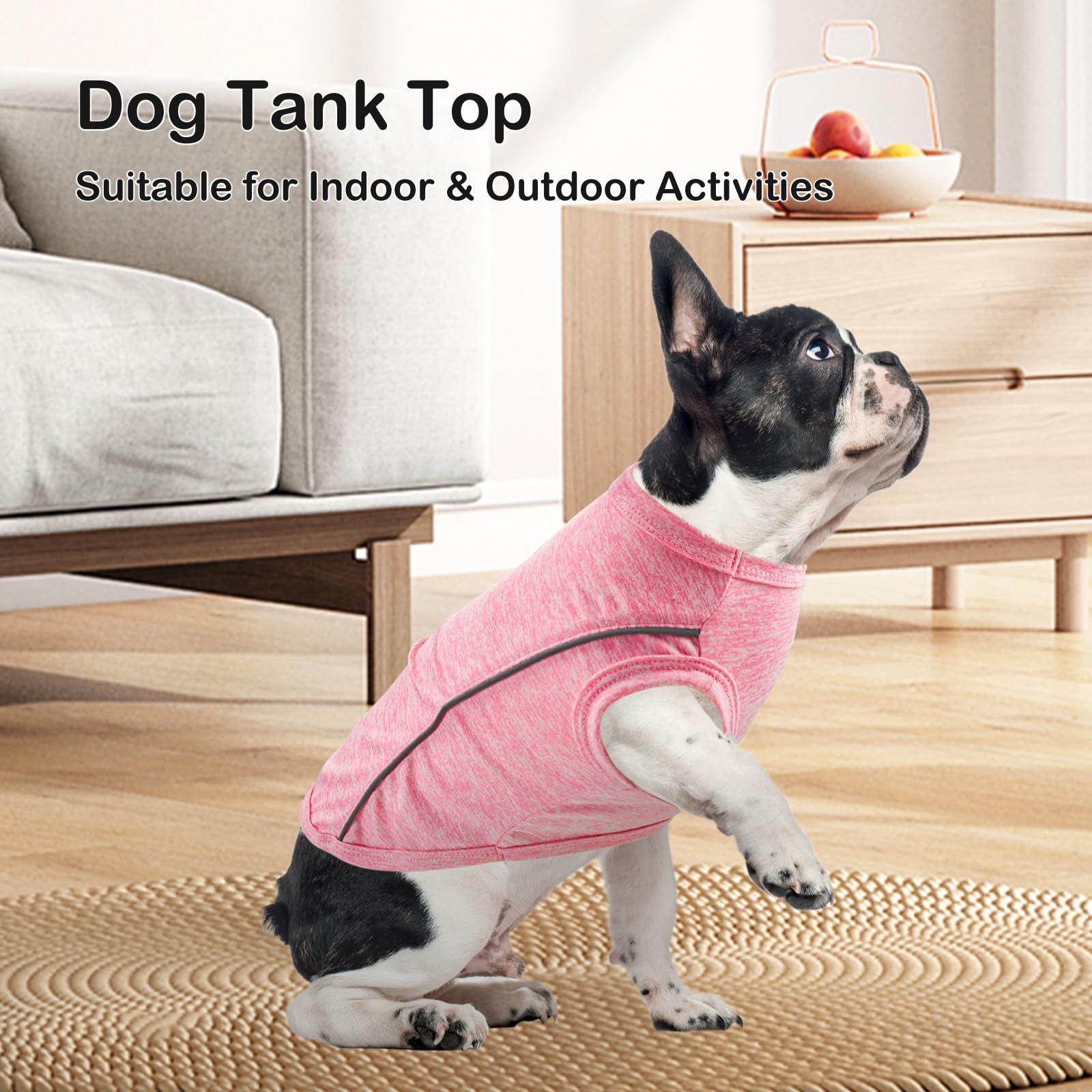 Vehomy 2 Pack Quick-Dry Summer T-Shirt For Dogs - Breathable Cooling Tank Top With Reflective Strips, Sun Protection Clothes For