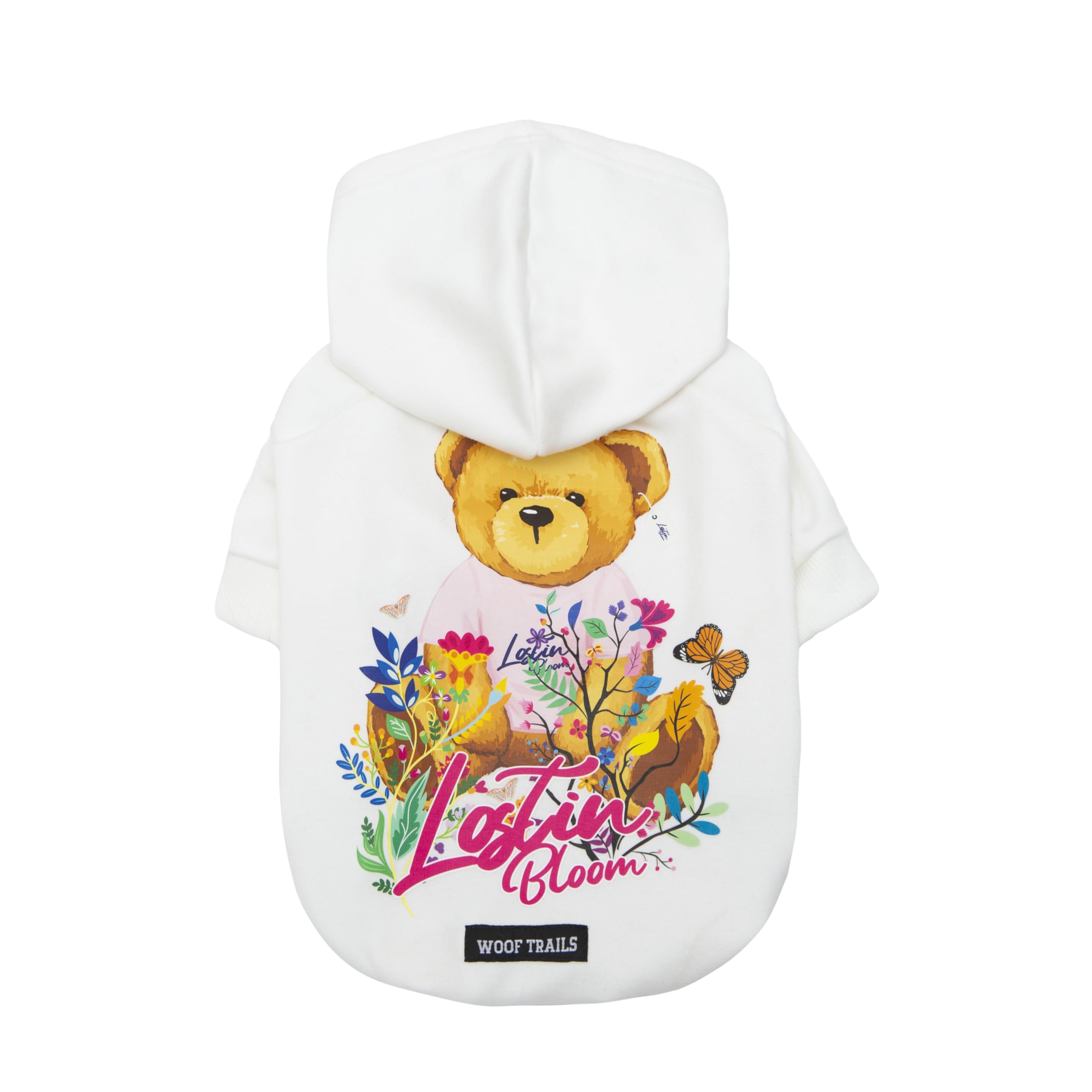 Blooming Teddy Dog Hoodie Dog Clothes Extra Warm Fleece Lining Stretchy Fit for Small Dogs (White, Medium)