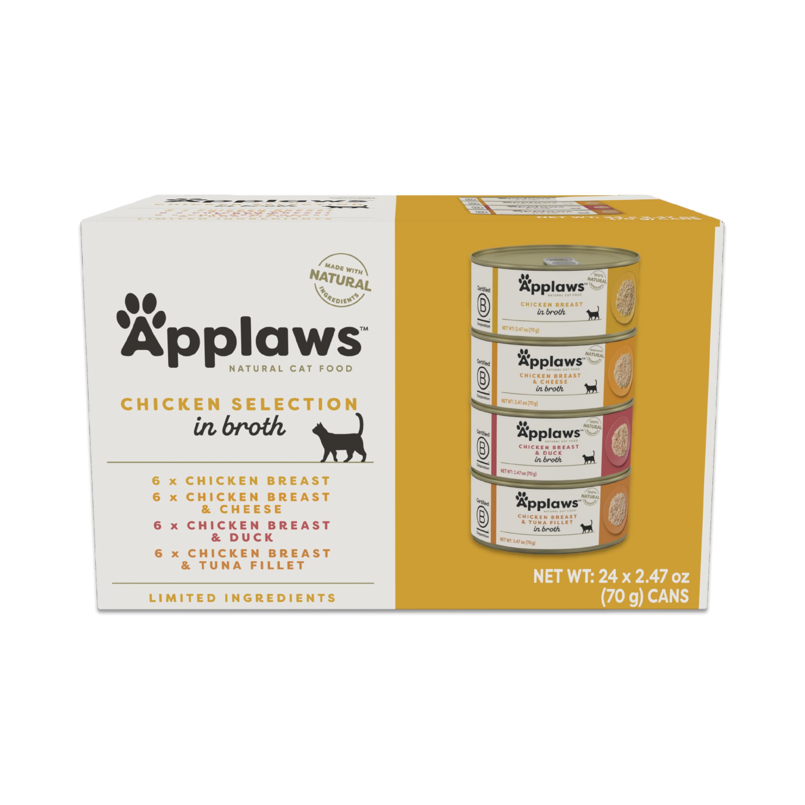 Applaws Natural Wet Canned Cat Food, Made with Limited and Natural Ingredients, Real Protein with No Artificial Additives, Chick