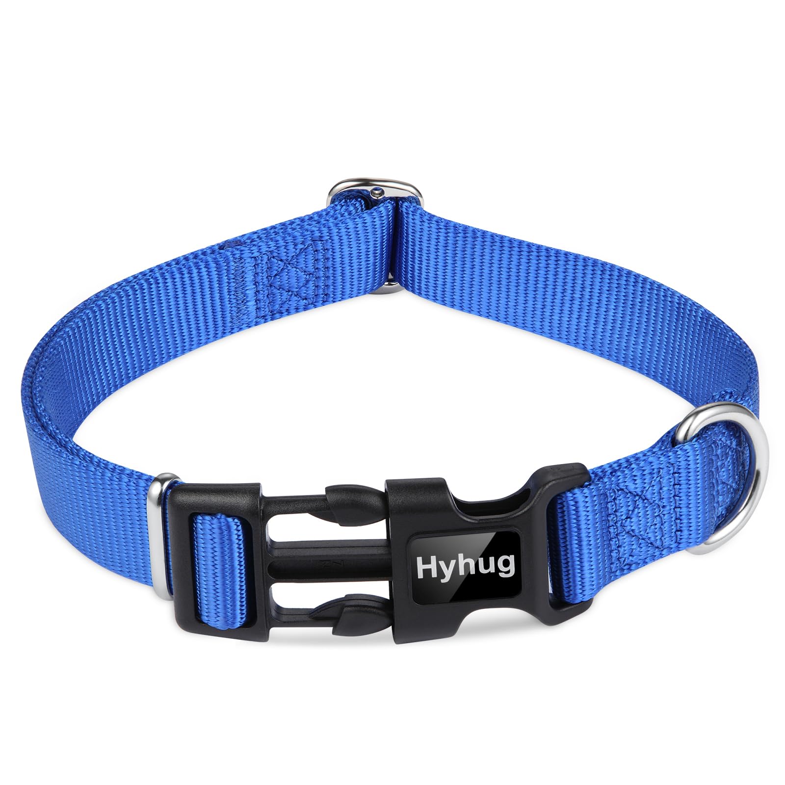 Hyhug Pets Solid Color Classic Regular Heavy Duty Basic Collar For Large Dogs, Unique Design Adjustment Triglide Slide (Buckle)