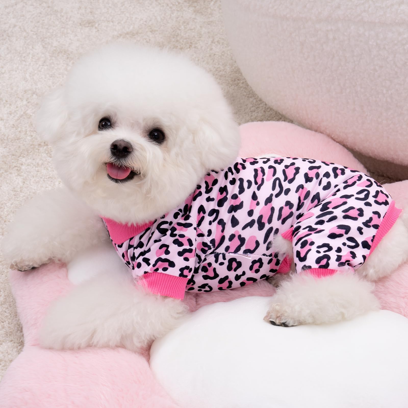 Xpudac 4 Pack Dog Pajamas Soft Strechy Duck Pink Print Puppy Clothes For Small Medium Dogs Girl Boy Cat Apparel-2X-Large