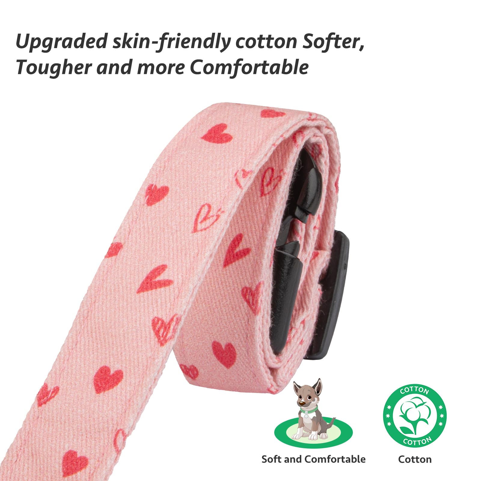 Cotton Handmade Dog Collar Cute And Distinctive Patterns Pink Heart With Pendant For Girl Boy Dogs Collars L