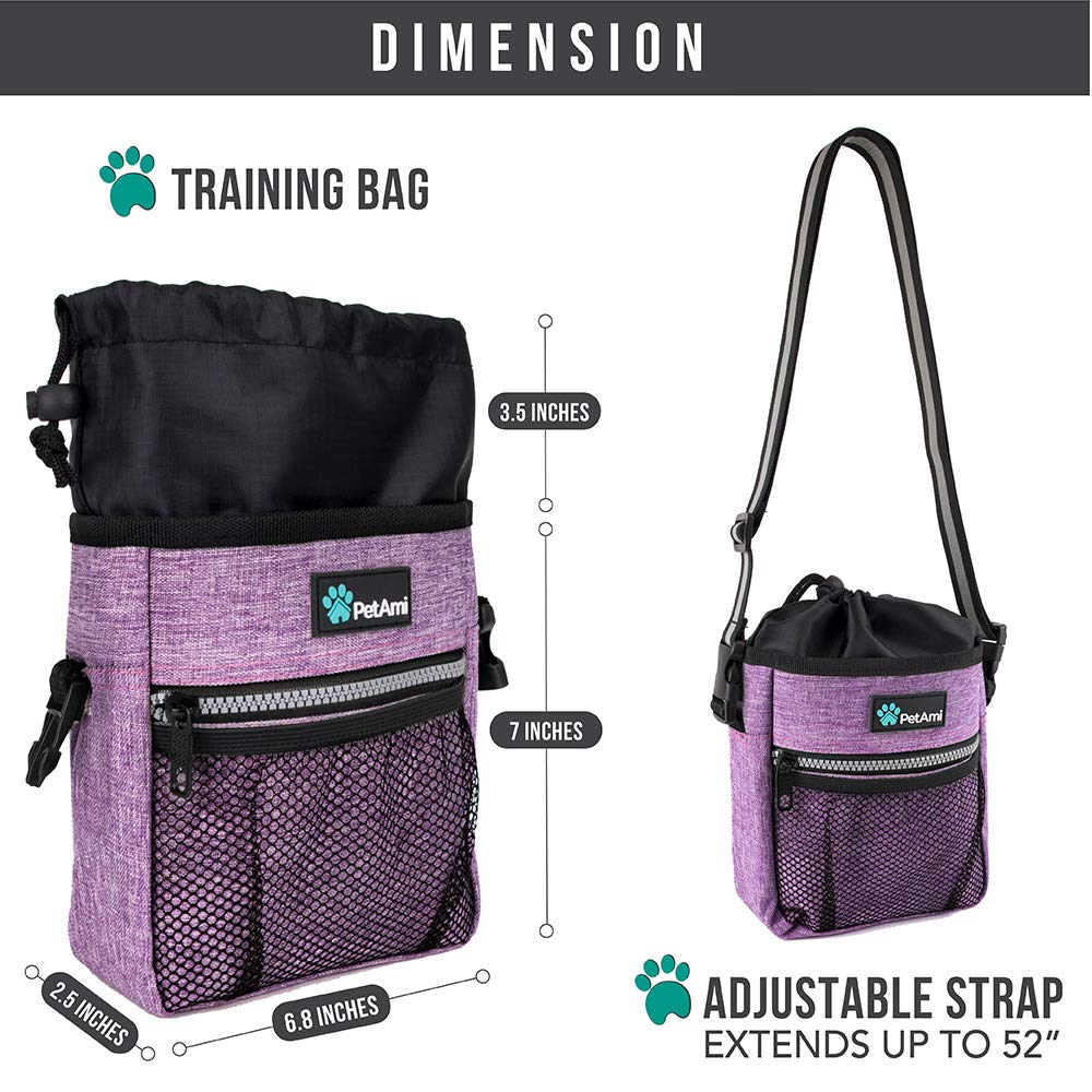 PetAmi Dog Treat Pouch, Pet Treat Pouch for Training, Dog Walking Bag Holder for Kibbles, Pet Food Toy, Dog Trainer Essentials S