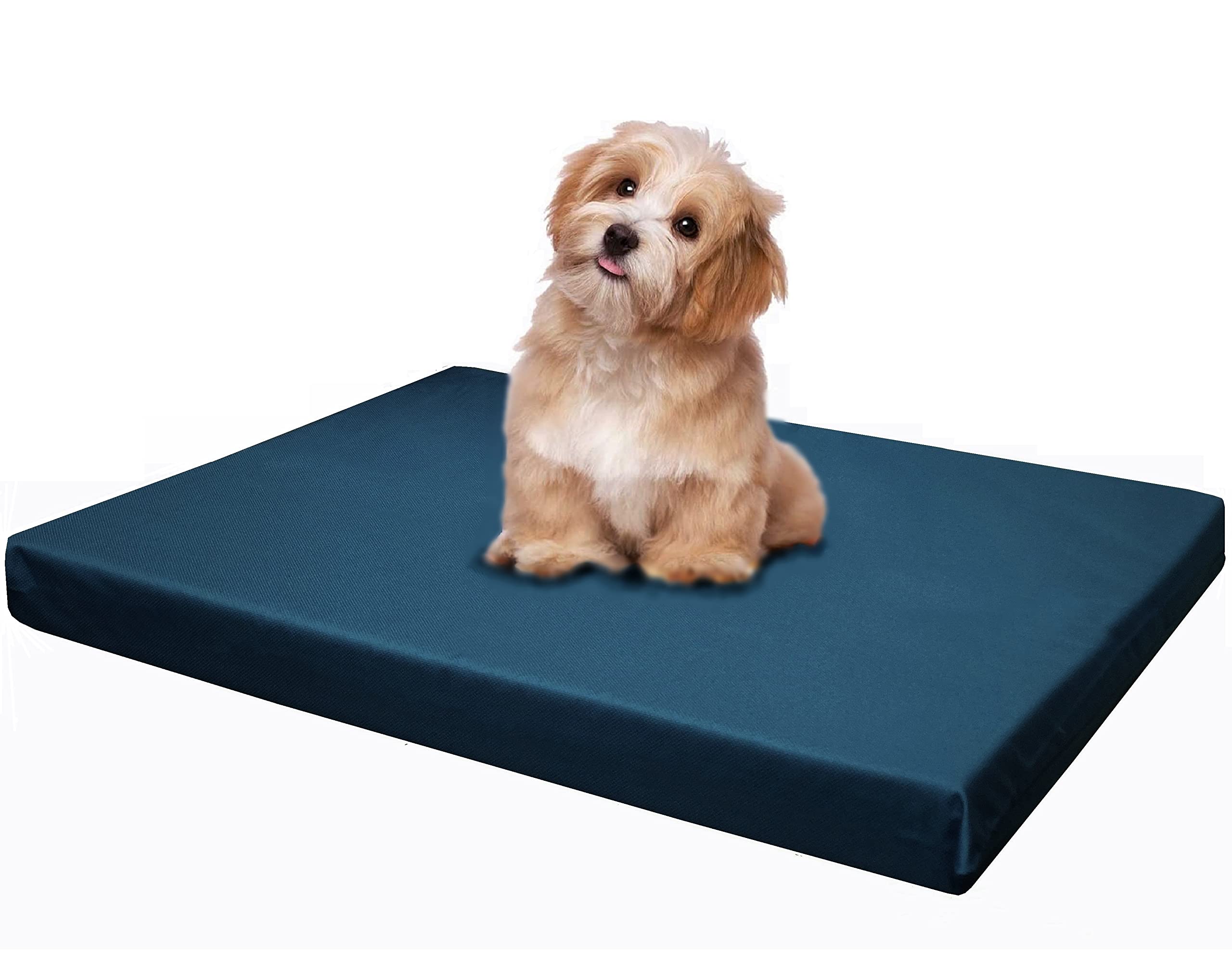 Dogbed4Less Memory Foam Platform Dog Bed, Crate Mattress For Orthopedic Joint Relief With Waterproof Removable Cover Small 24X16X3 Pacific Blue