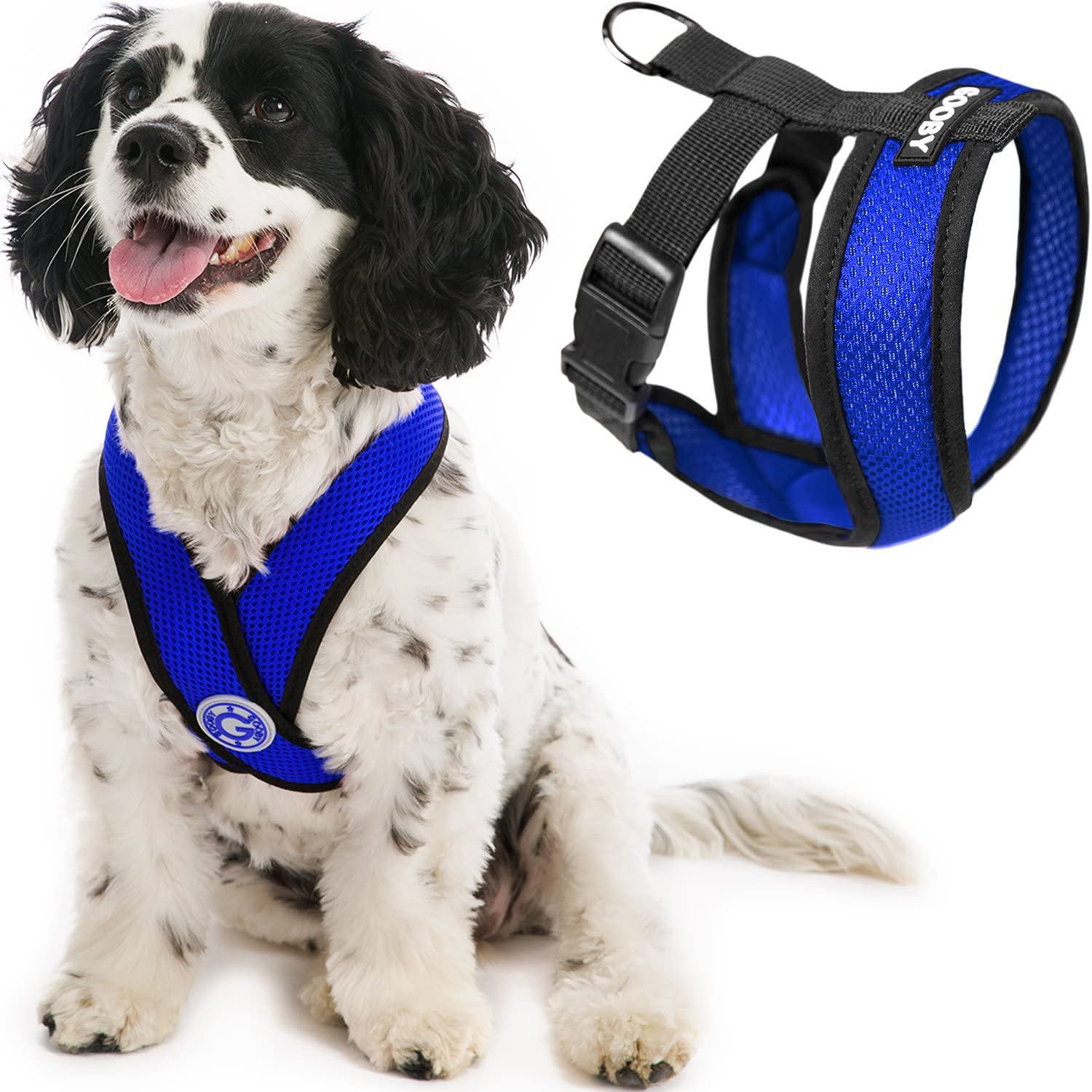 Gooby Comfort X Head In Harness - Blue, X-Large - No Pull Small Dog Harness Patented Choke-Free X Frame - Perfect On The Go Dog 