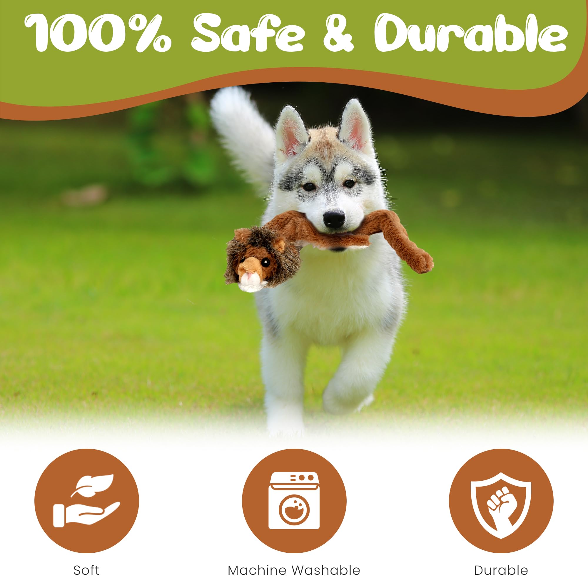 Spot Mini Skinneeez | Stuffless Dog Toy With Squeaker For All Dogs | Tug-Of-War Toy For Small And Large Breeds | 14” | Jungle Cat Assorted Design | By Ethical Pet (Pack Of 1)