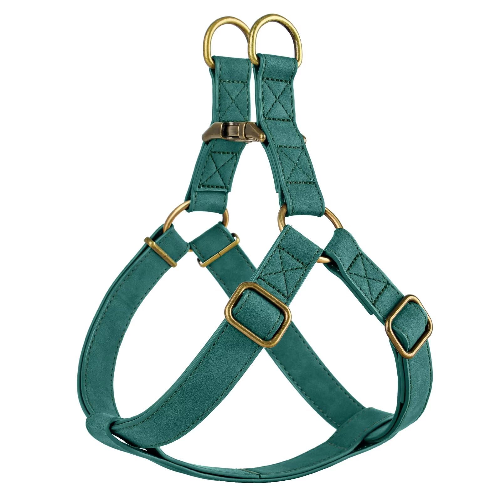 Didog Step In Dog Harness - Adjustable Faux Leather Dog Harness With Antique Bronze Metal Buckle, Easy Walk Dog Halter Harness F