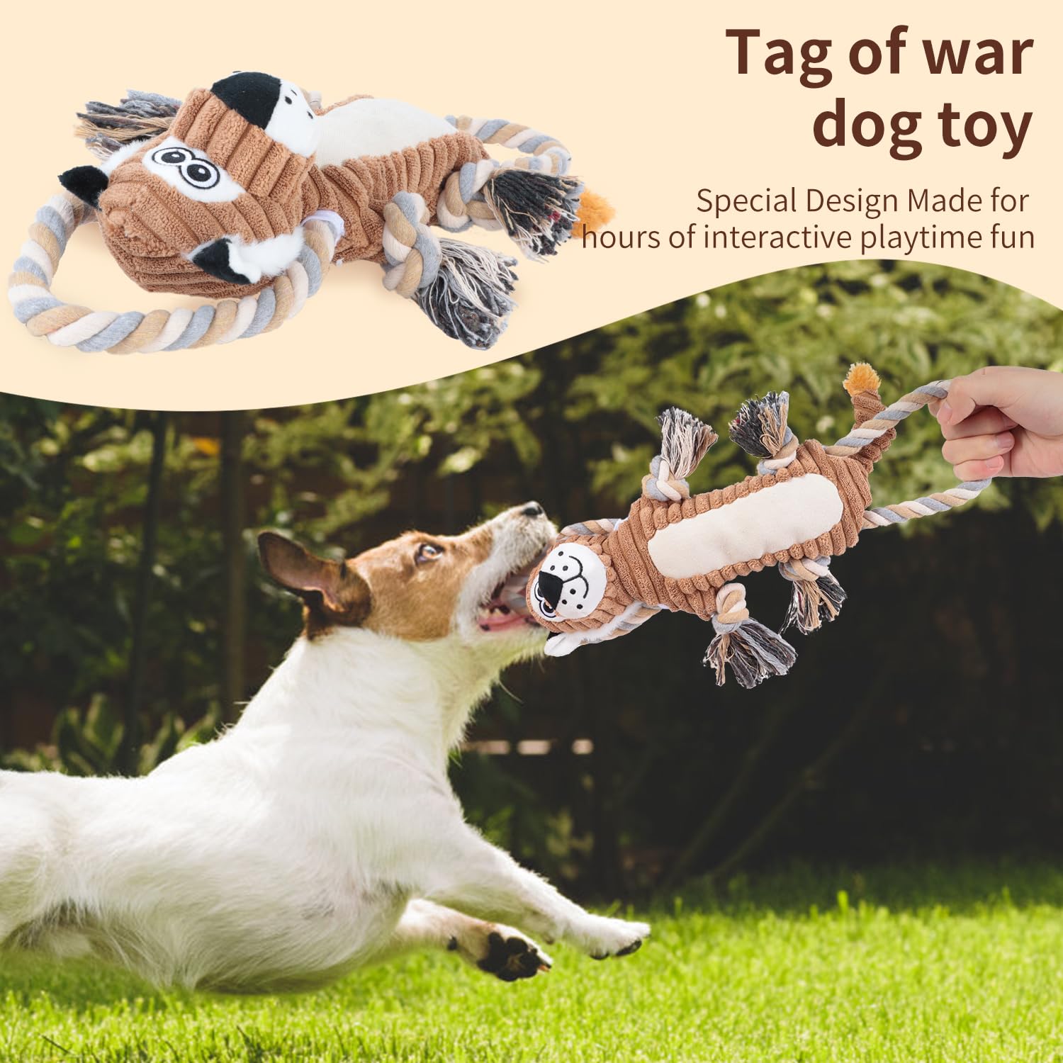 Cneeeeeb Squeaky Dog Toys Interactive Durable Rope-Infused Lion Shape Puppy Chew Toys For Small, Medium And Big Dogs