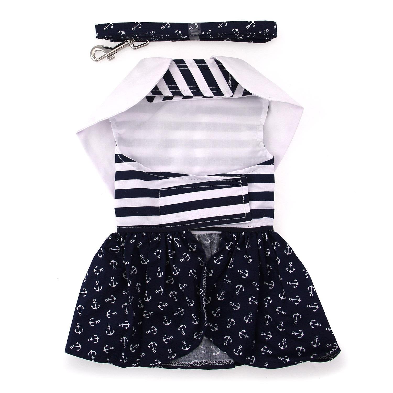 Doggie Design Dd-Nd-Lg Nautical Dog Dress With Matching Leash - Large