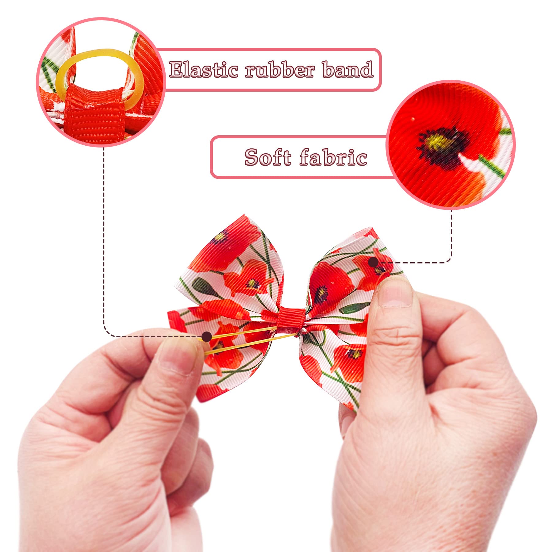 Jpgdn 24Pcs/12 Pairs 4'' Big Dog Hair Bows For Large Dogs Floral Bowknot Topknot Girl Pink Grooming Hair Accessories