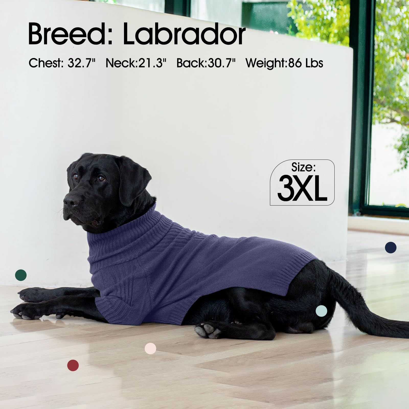 Iecoii Large Dog Sweater,Pet Dog Sweaters For Large Dogs Boy,Thanksgiving Fall Doggie Sweatshirt,Turtleneck Thick Warm Girl Dog