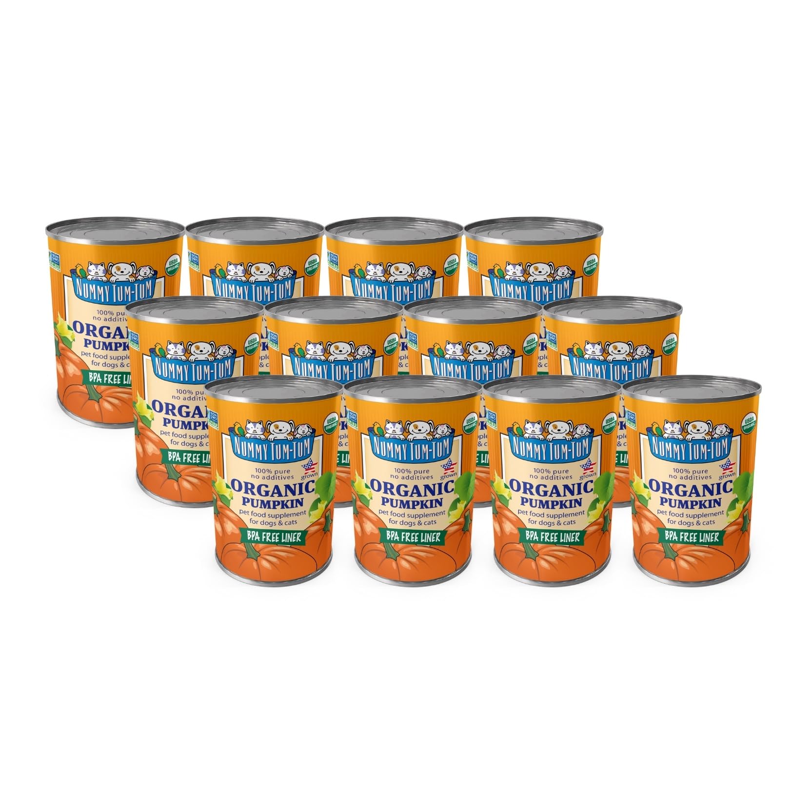 Nummy Tum Tum Pure Pumpkin For Pets, 15-Ounce Cans (Pack Of 12)