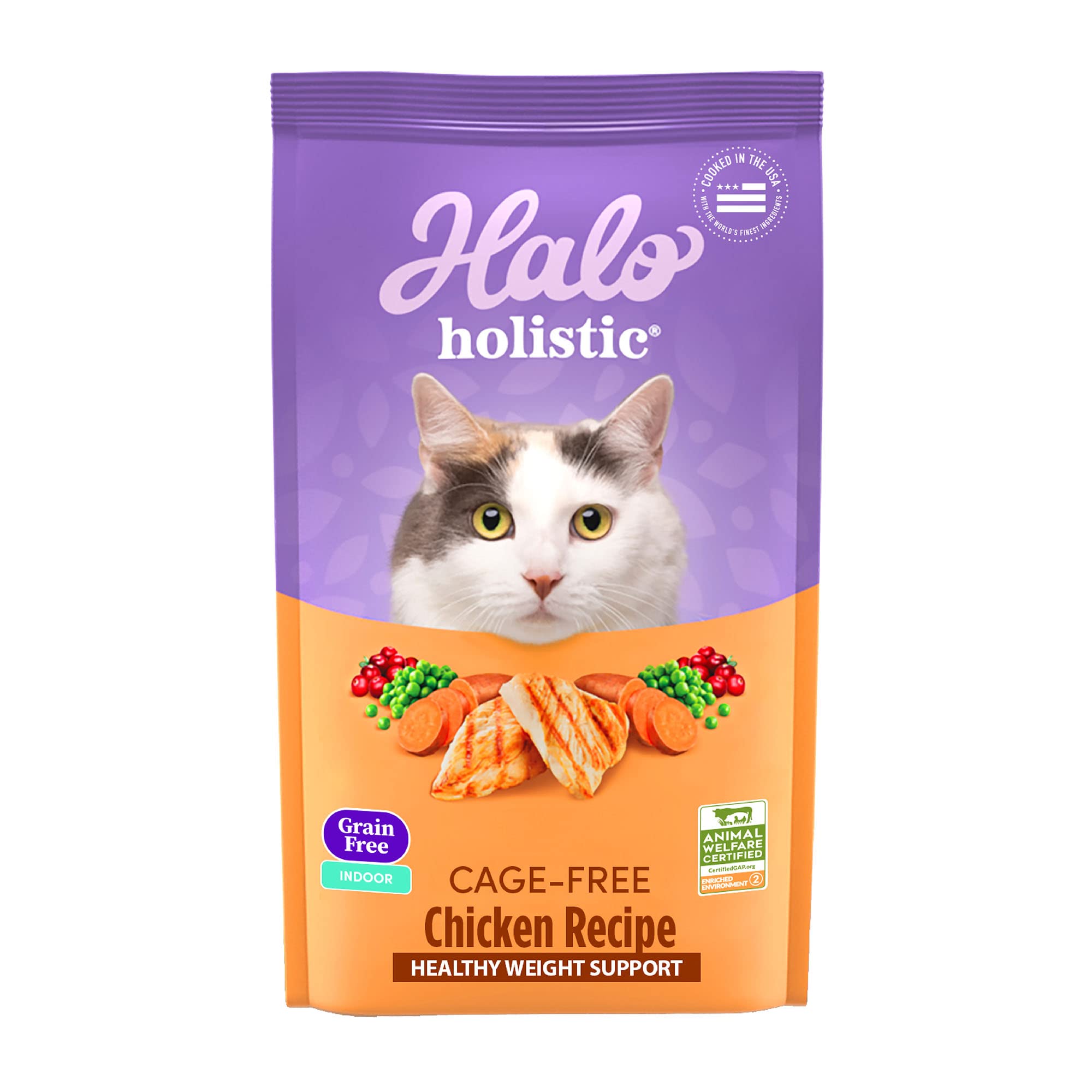 Halo Holistic Cage Free Chicken Cat Food, Grain Free Dry Cat Food, For Healthy Weight Support, Kibble for Indoor Cats, 6 lb Bag