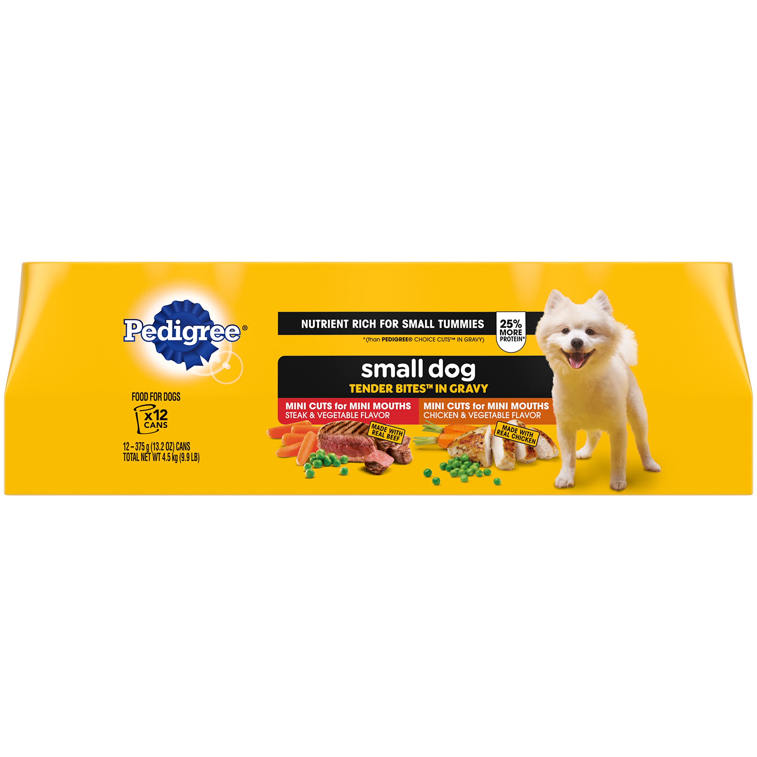 Pedigree Small Dog Tender Bites in Gravy Wet Dog Food, Steak & Chicken Variety Pack, 13.2 oz. Cans (12 Count, Pack of 1)