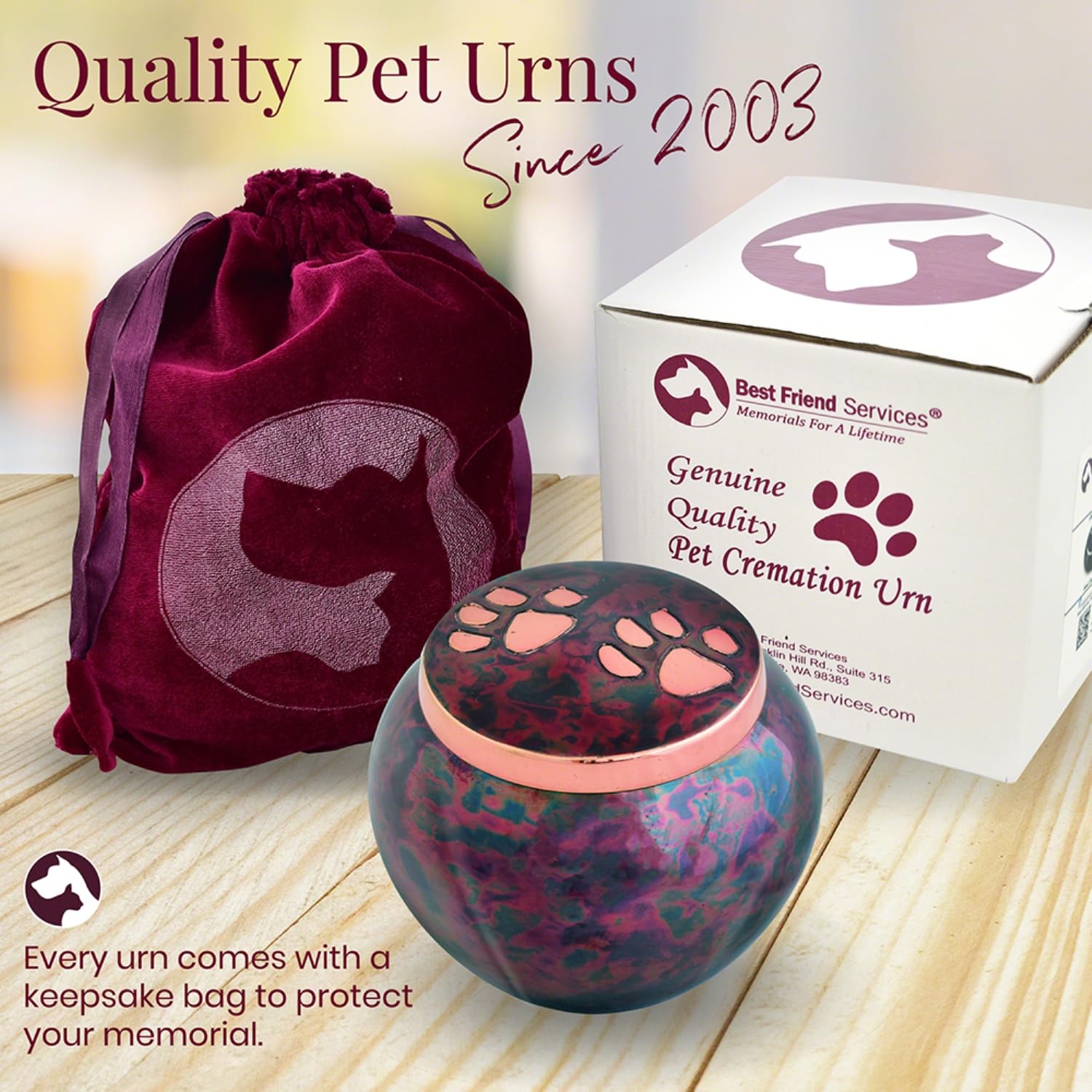 Best Friend Services Mia Series Pet Urn - Memorial Cremation Urns For Dog And Cat Ashes, Hand Carved, Up To 40Lbs (Medium, Raku,