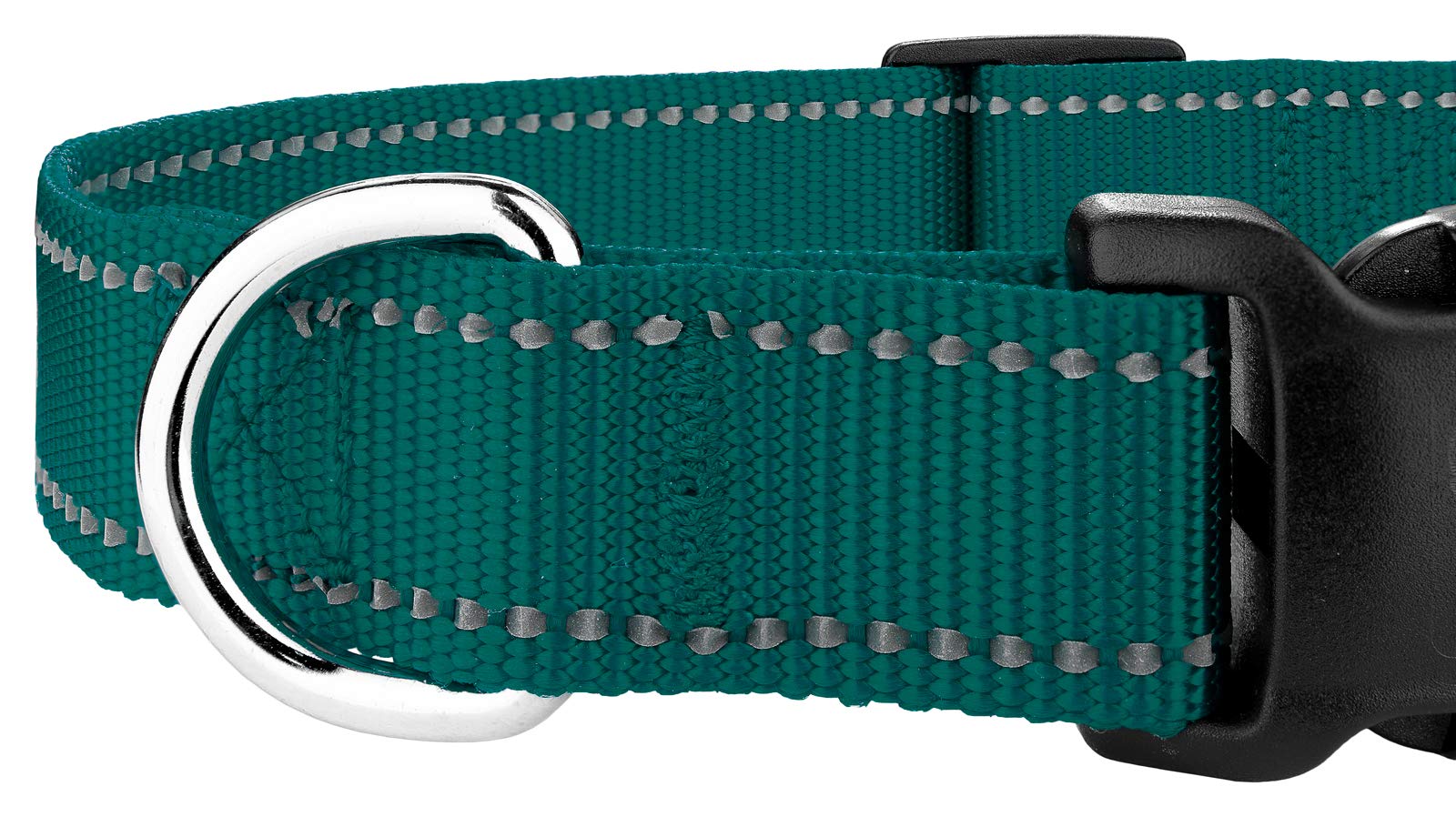 Country Brook Petz - Deluxe Teal Reflective Nylon Dog Collar - Extra Large
