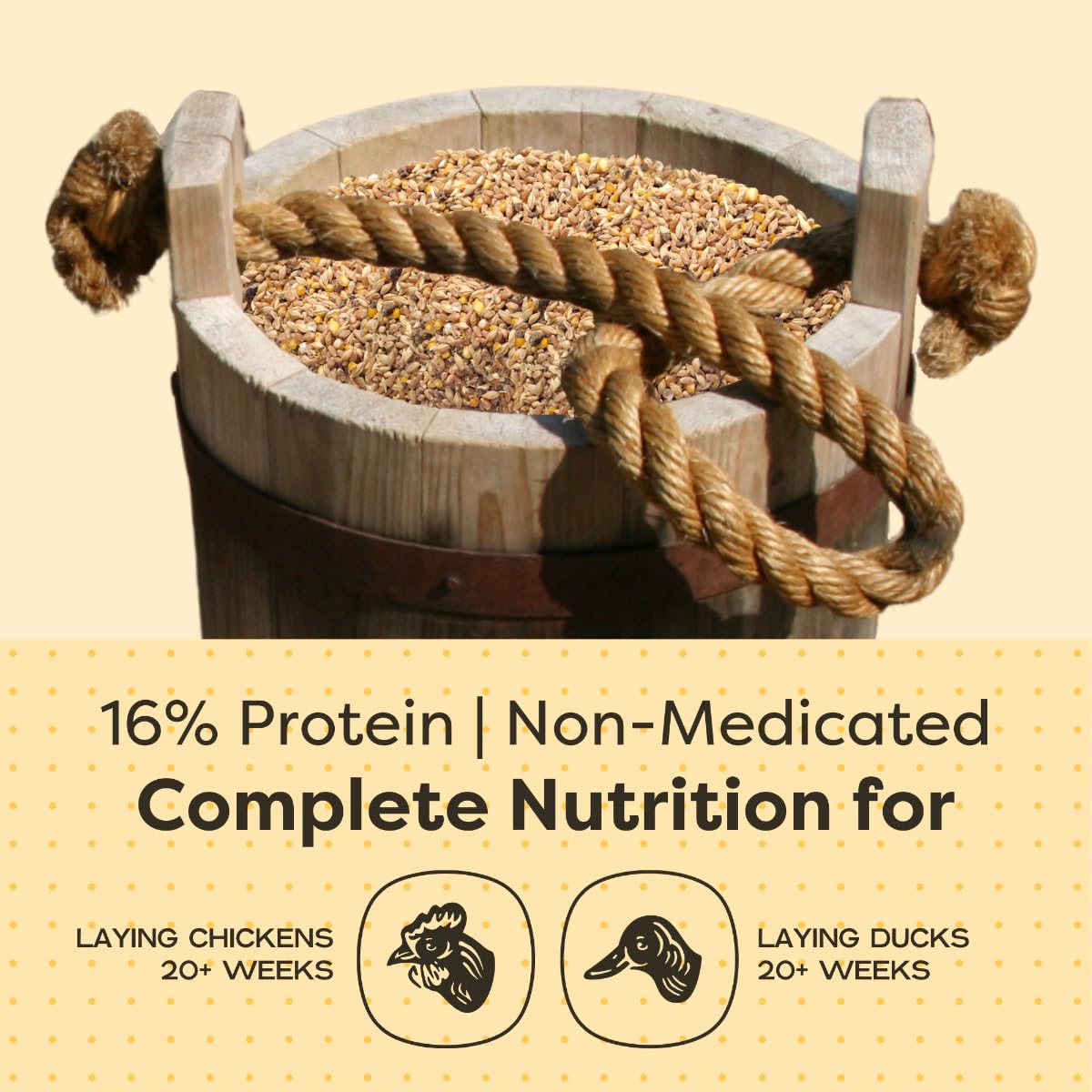 Scratch and Peck Feeds Whole Grain Layer Mash + Corn Chicken and Duck Feed - 40 lbs Bag - Soy-Free - 16% Protein, Certified Orga