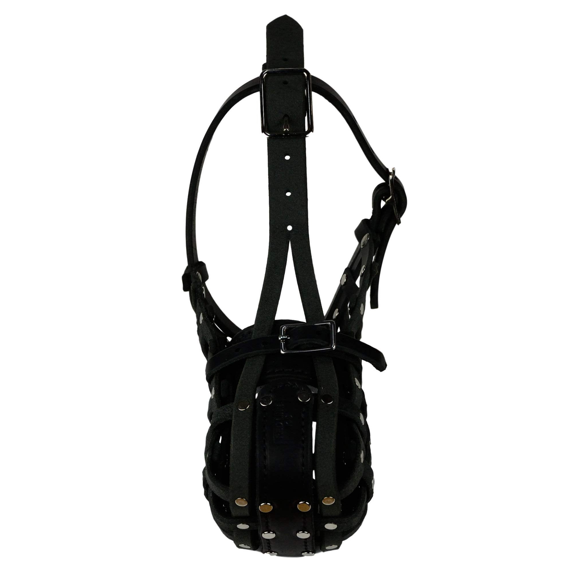 REDLINE K-9 Leather Basket Dog Muzzle - Large, Black, Model RDL260100001-Large