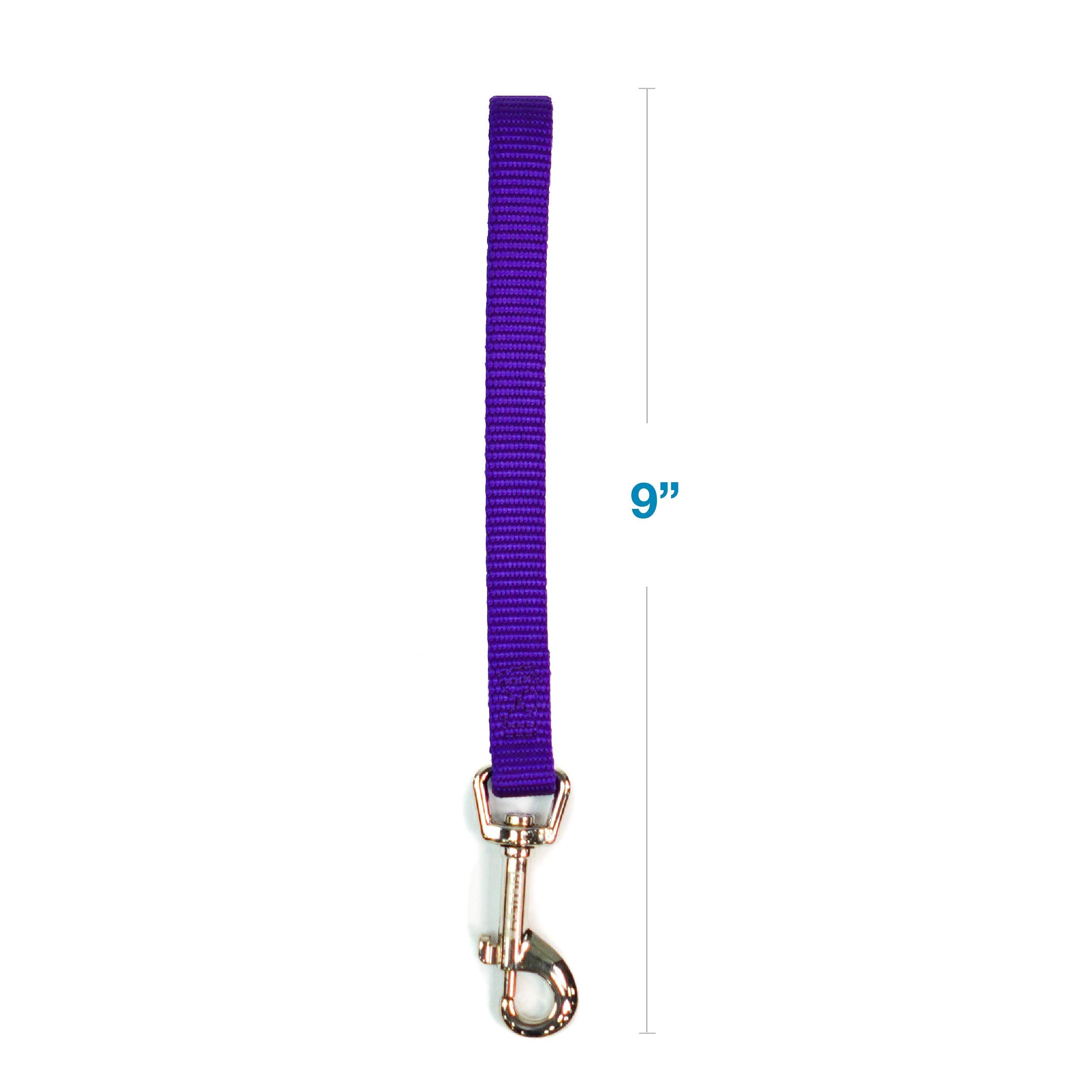 Blue-9 Dog Training Leash, 9 Inch Tab Lead For Obedience, Recall, And Agility Training, Made In The Usa, Purple