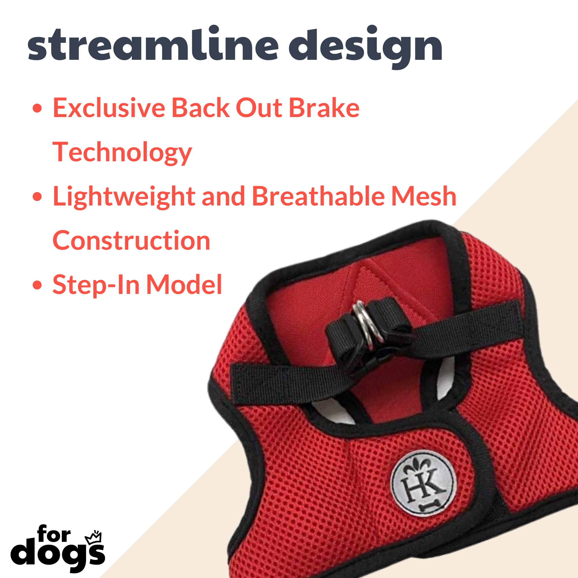 Huxley & Kent Hudson Walking & Training Harness - Red (Medium, 15-22Lbs) - Easy Control Step-In Mesh Vest Harness With Reflectiv