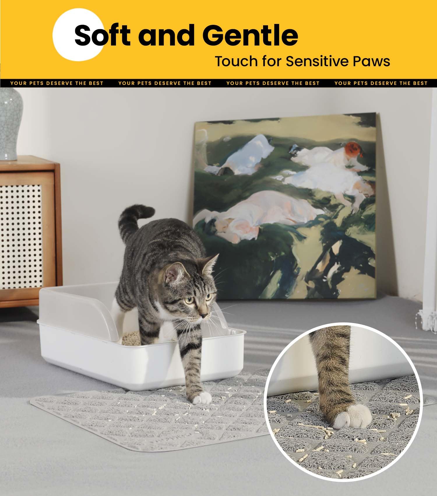 Conlun Cat Litter Mat Litter Trapping Mat, 24    X 17    Premium Durable Pvc Cat Litter Box Mat With Scatter Control, Non-Slip,