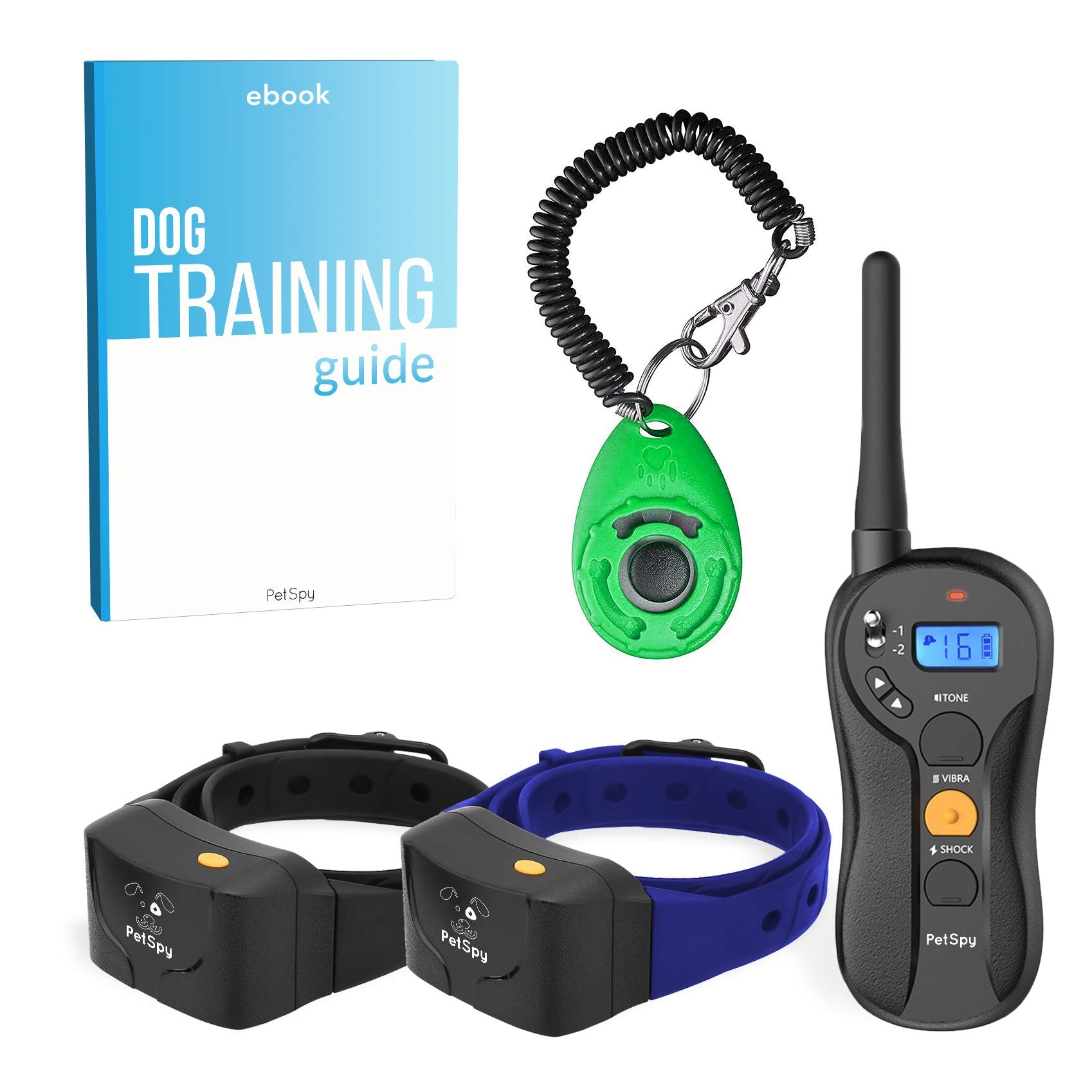 Petspy P620 Dog Training Shock Collar For Dogs With Vibration, Electric Shock, Beep; Rechargeable And Waterproof Remote Trainer 