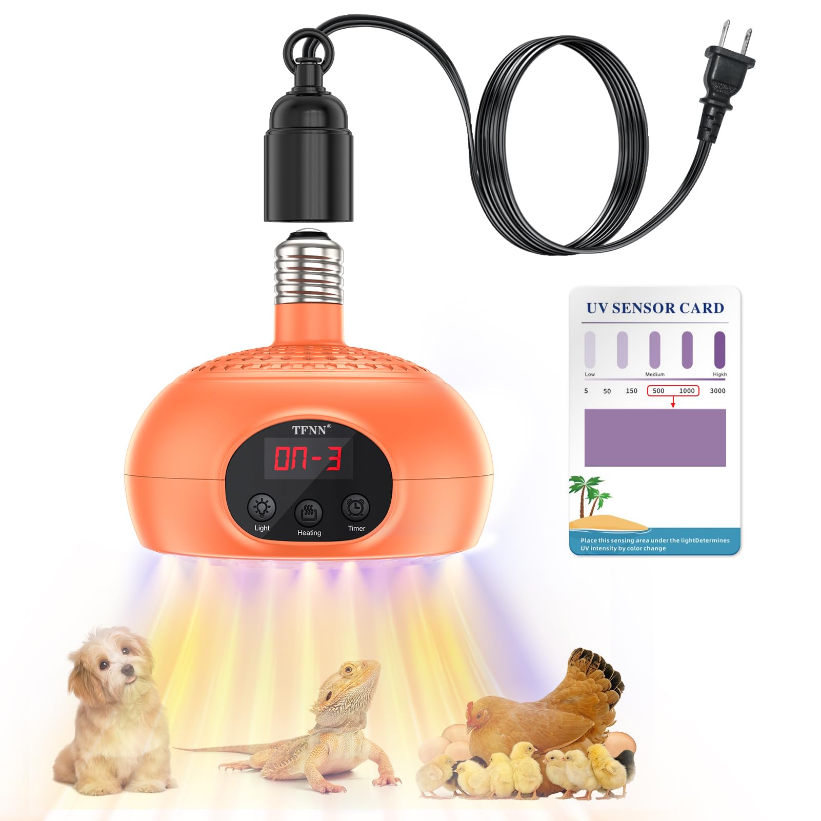 Tfnn Reptile Heat Lamp (Holder Pet Heater With Uva/B - Black)
