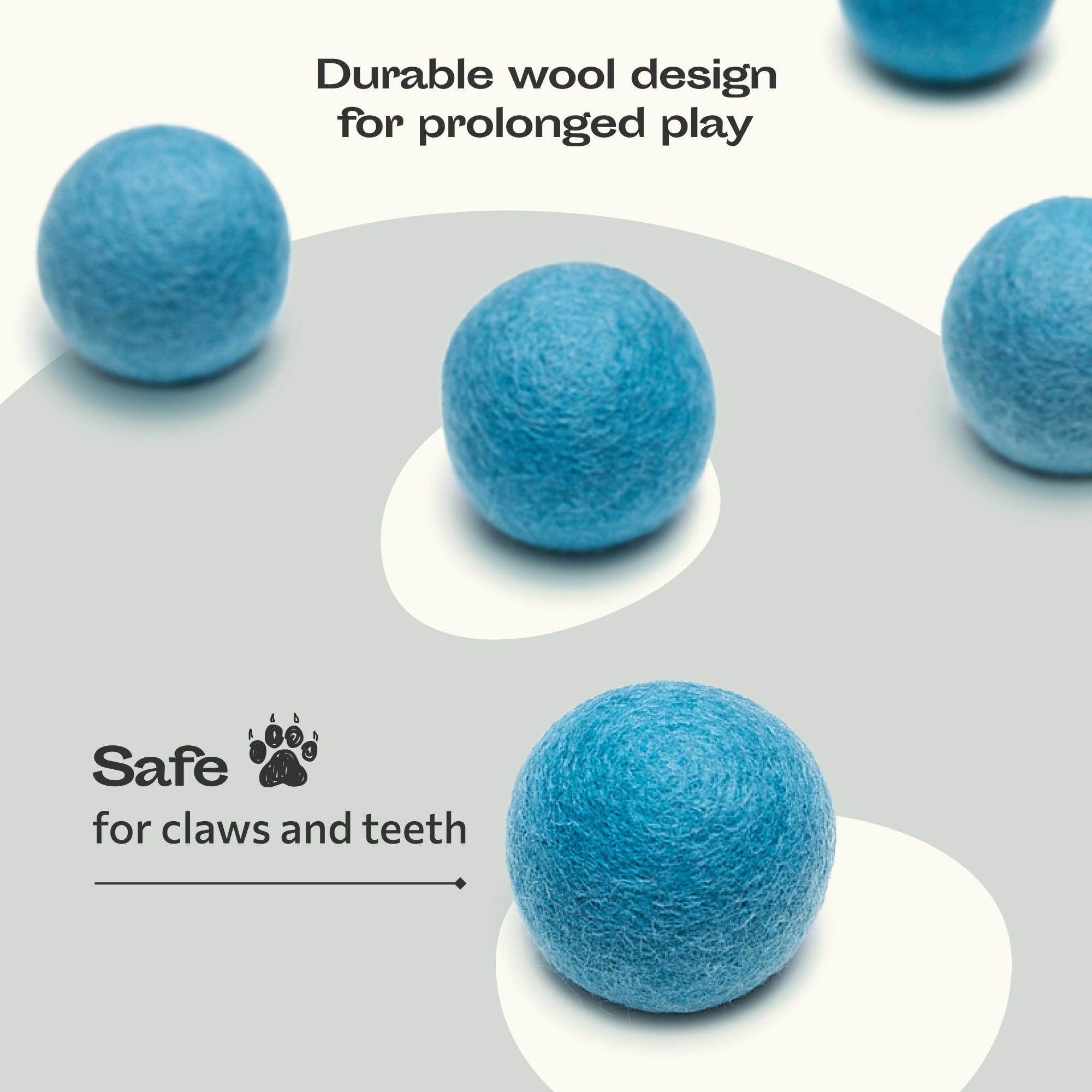 MEOWFIA Wool Ball Toys - 6-Pack Felted Wool Cat & Dog Balls - 1.5" Aquamarine Mini Tennis Balls - Model 215