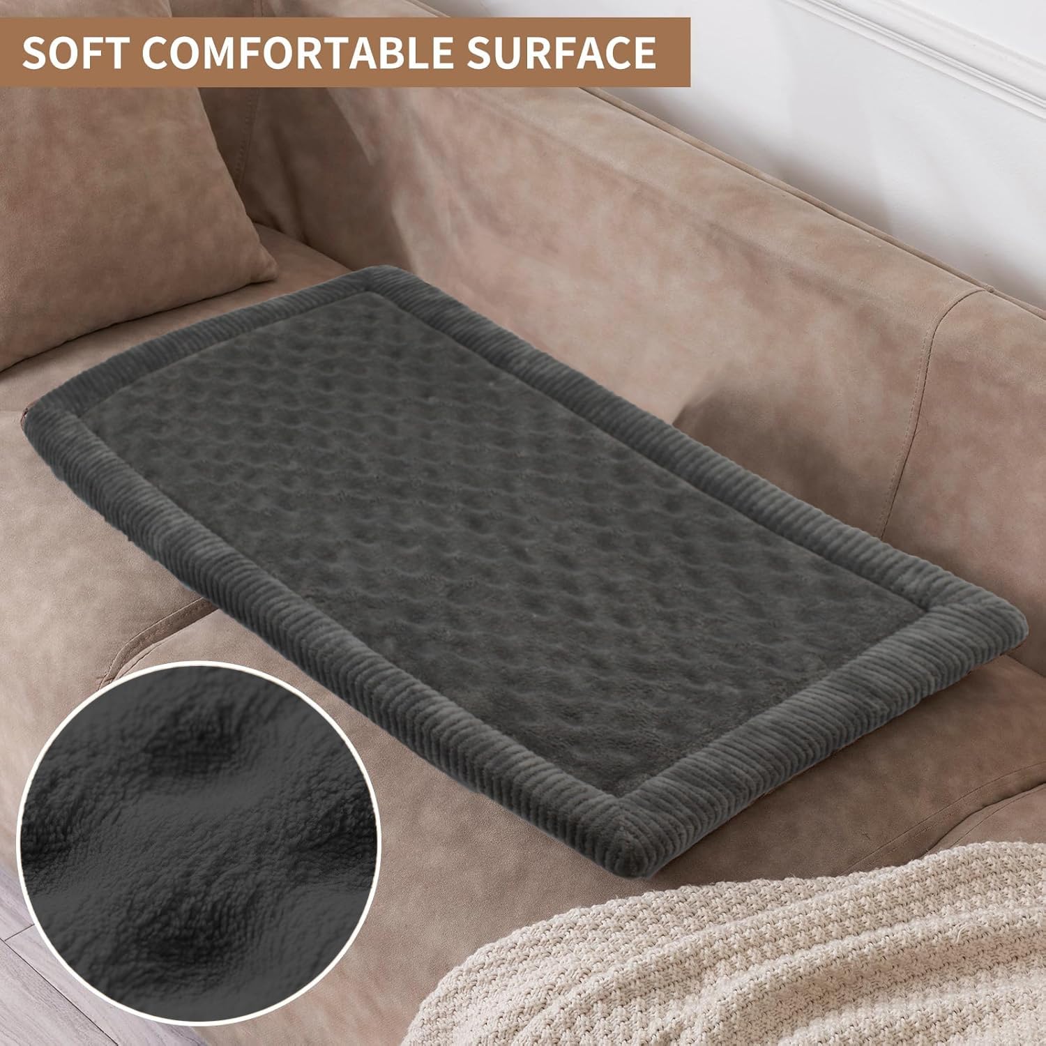 Minidear Dog Crate Pad, 17''X24''X1.1'' Crate Bed Rectangle Shape Non-Skid Kennel Pad, Rubber Backing Memory Foam For Dog Bed Ma