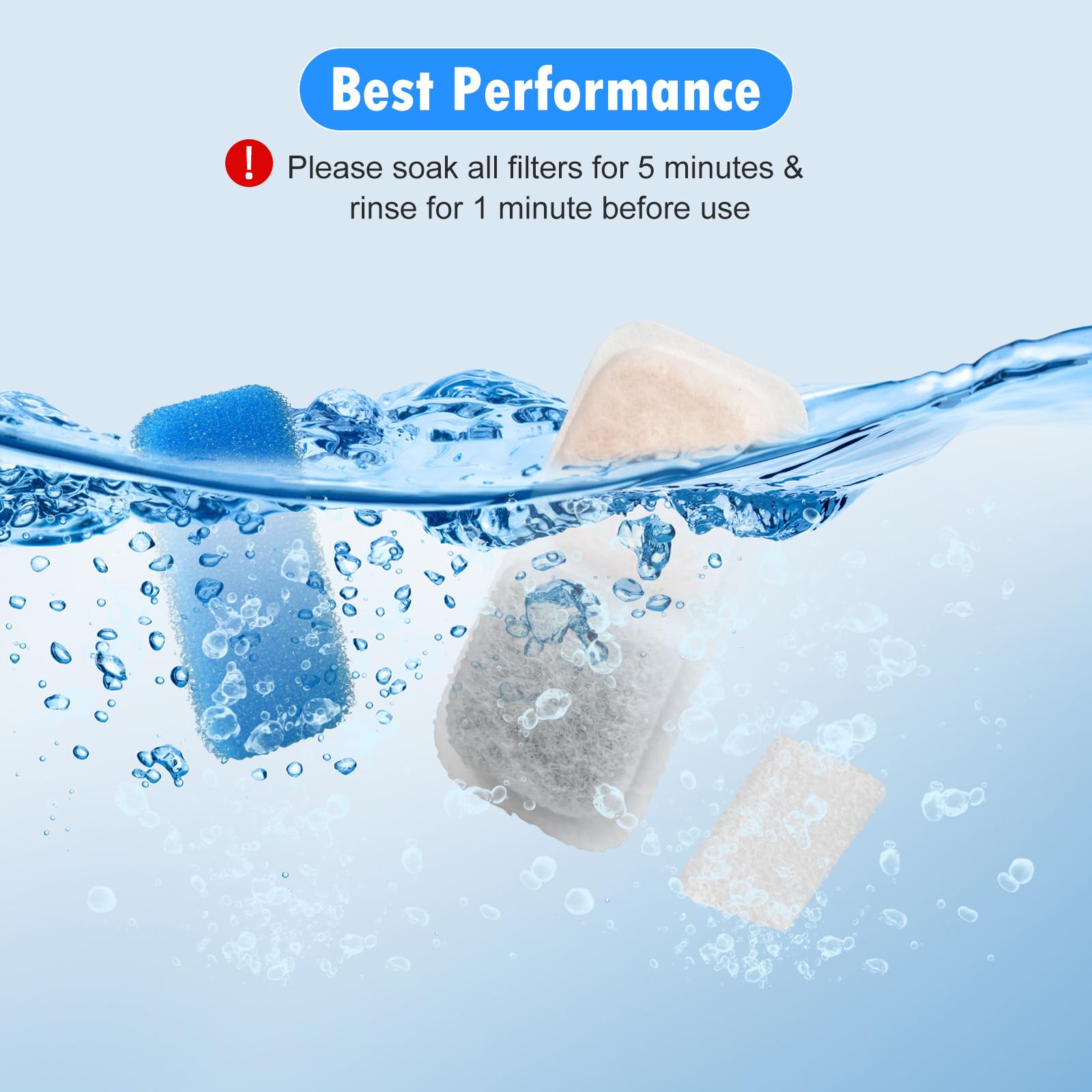 DrFlito Cat Water Fountain Filter - 16 Sets, Activated Carbon, Food Grade PP, Compatible with Oneisall 67oz/2L, Model PWF0116