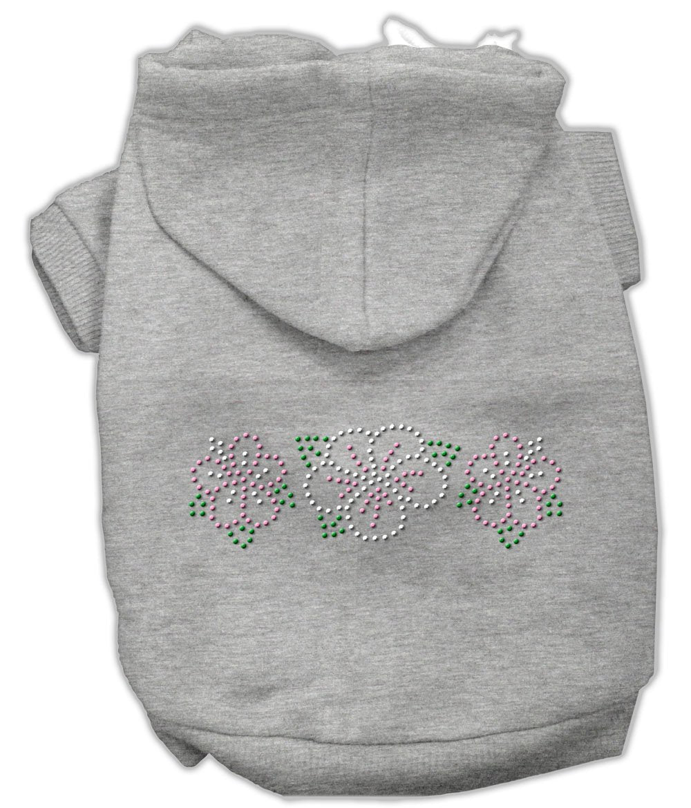 Mirage Pet Products 54-79GGY Tropical Flowers Rhinestone Grey Hoodie, Large